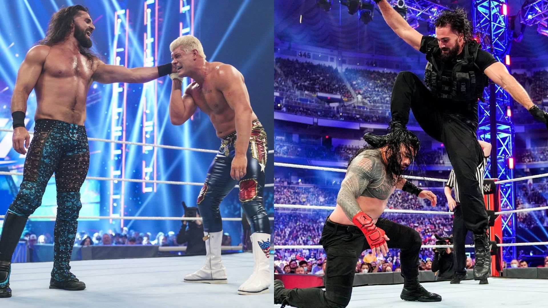 Seth Rollins had historic feuds with Roman Reigns and Cody Rhodes (Images credit: WWE.com)