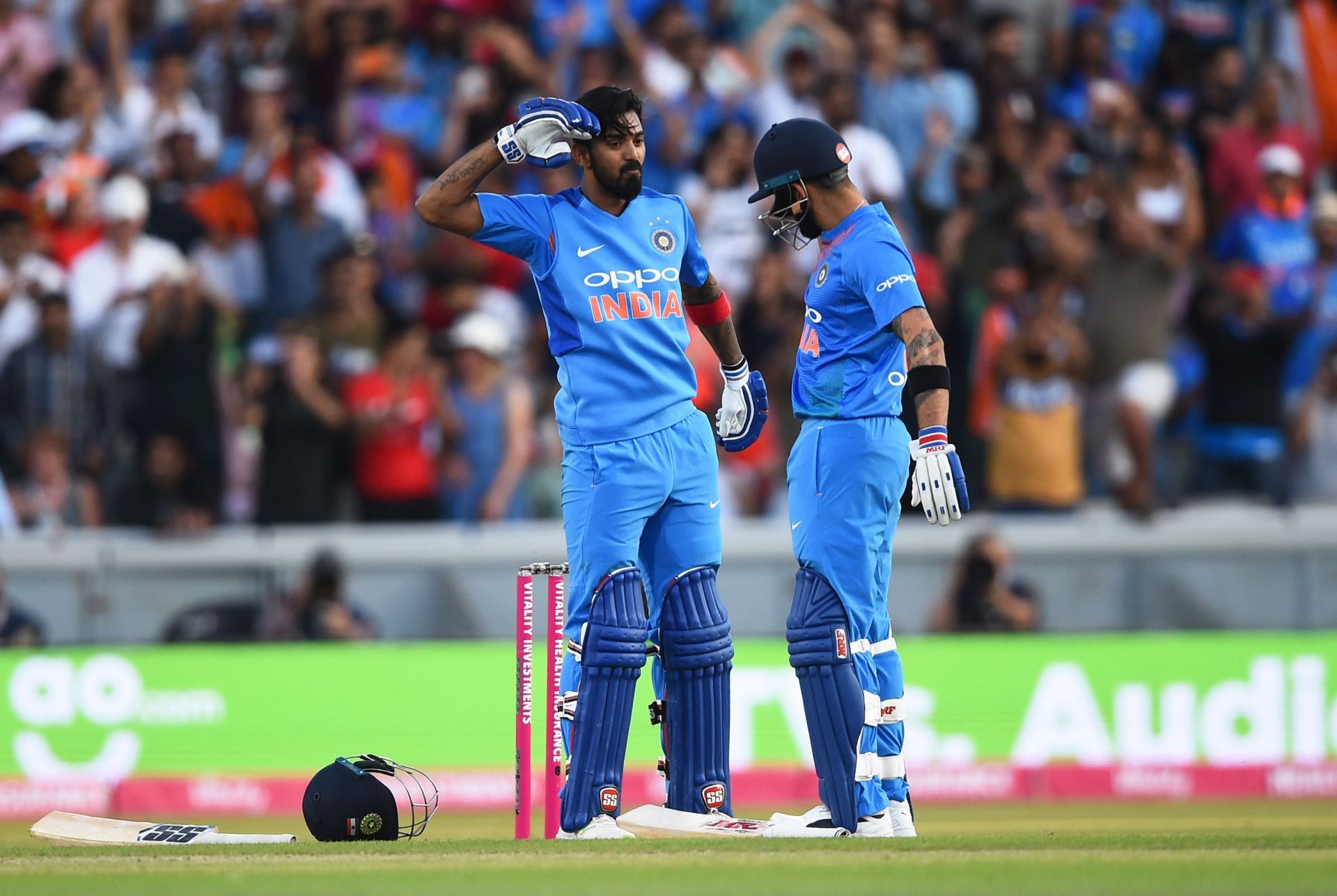 KL Rahul celebrates scoring his century against England in 2018. Source: Getty