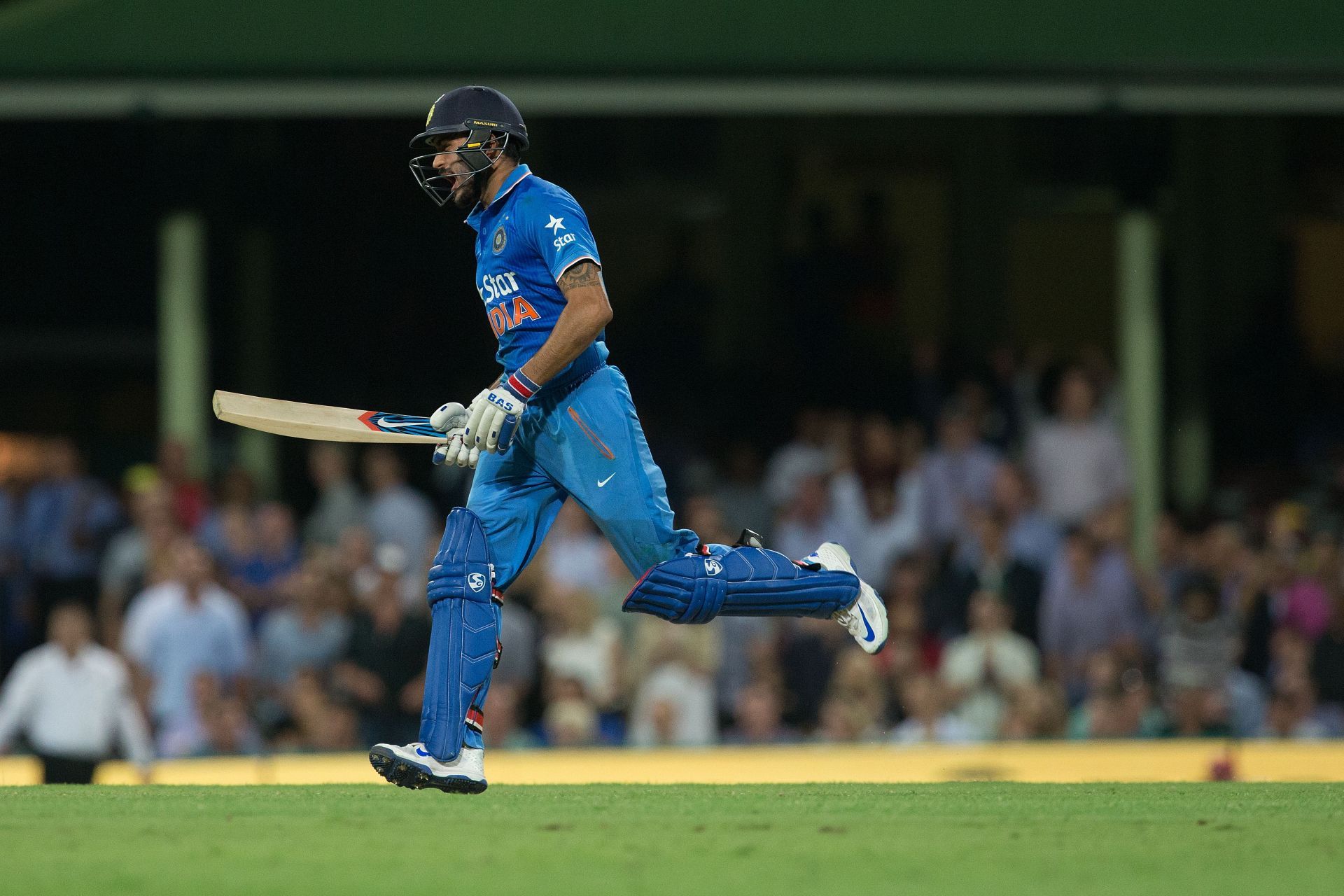 Manish Pandey celebrates India&#039;s win. (Credits: Getty)