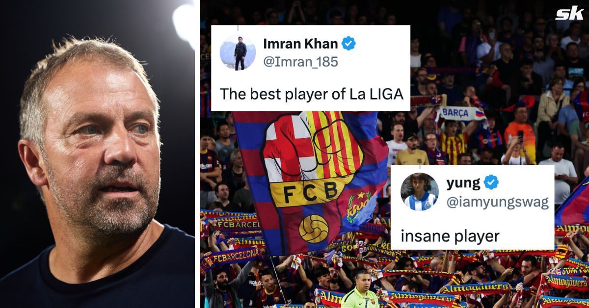 Fans heap praise on Barcelona star for his performance in 4-0 win over Barbastro - Source: Both images from Getty, X/@Imran_185, @iamyungswag