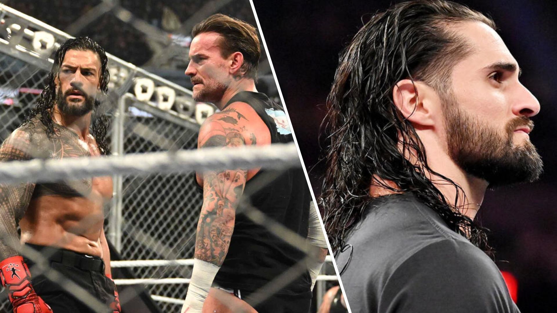 From left to right: Roman Reigns, CM Punk, and Seth Rollins [Photo credits: WWE.com]