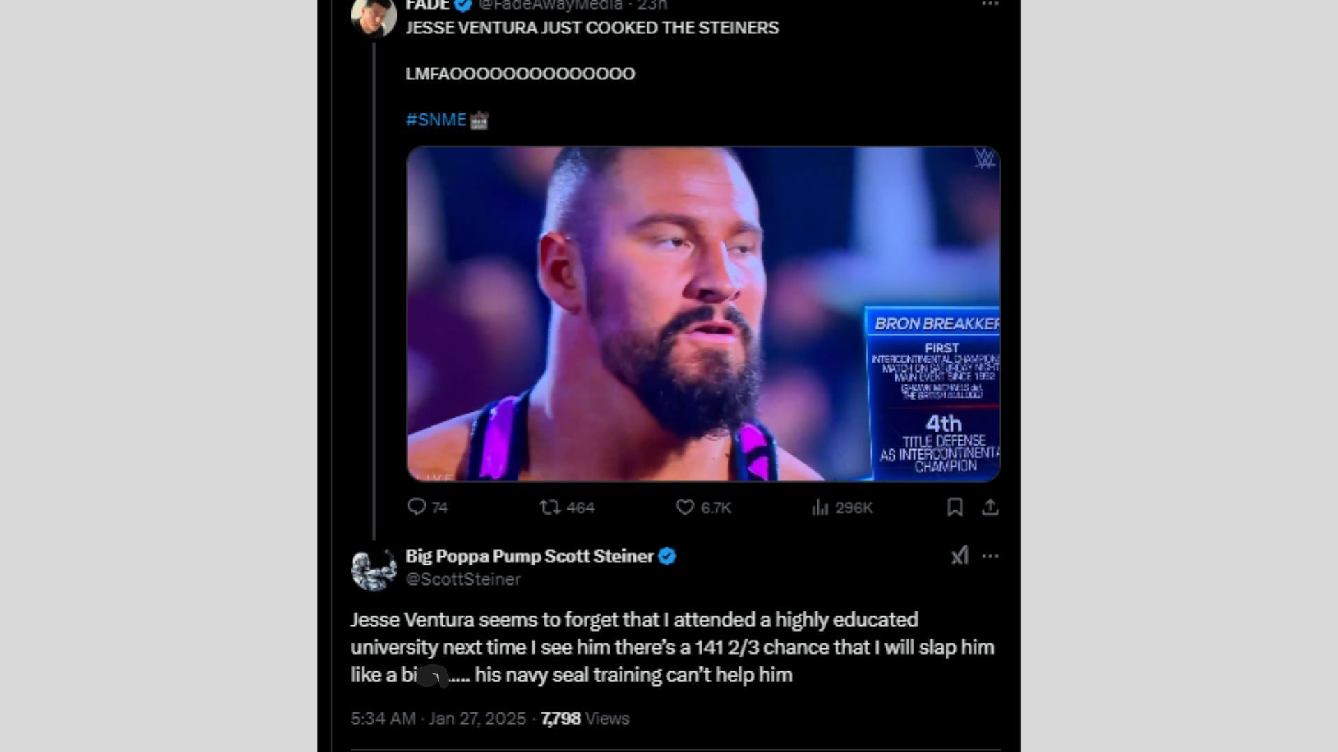 The star made his thoughts clear (Credit: Scott Steiner&#039;s X account)