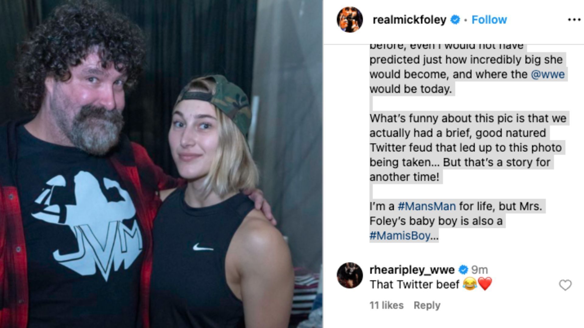 Ripley responds to Foley&#039;s message on Instagram.