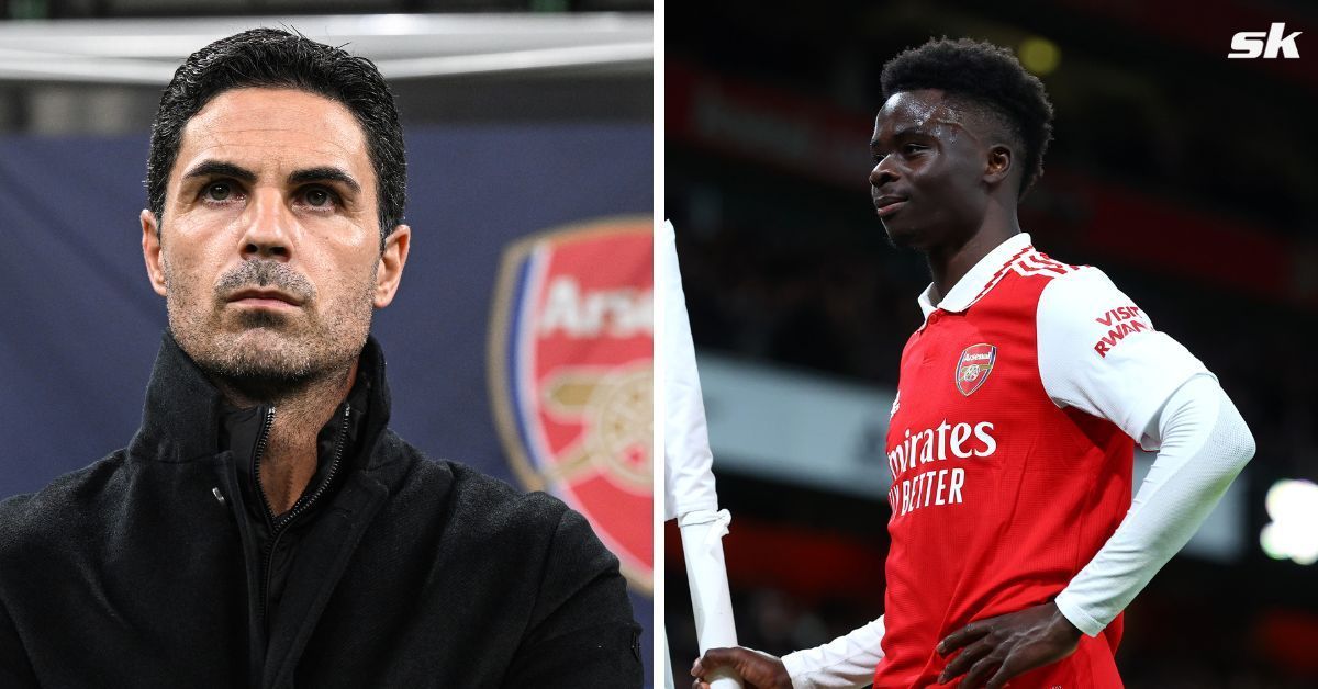 Mikel Arteta and Bukayo Saka.