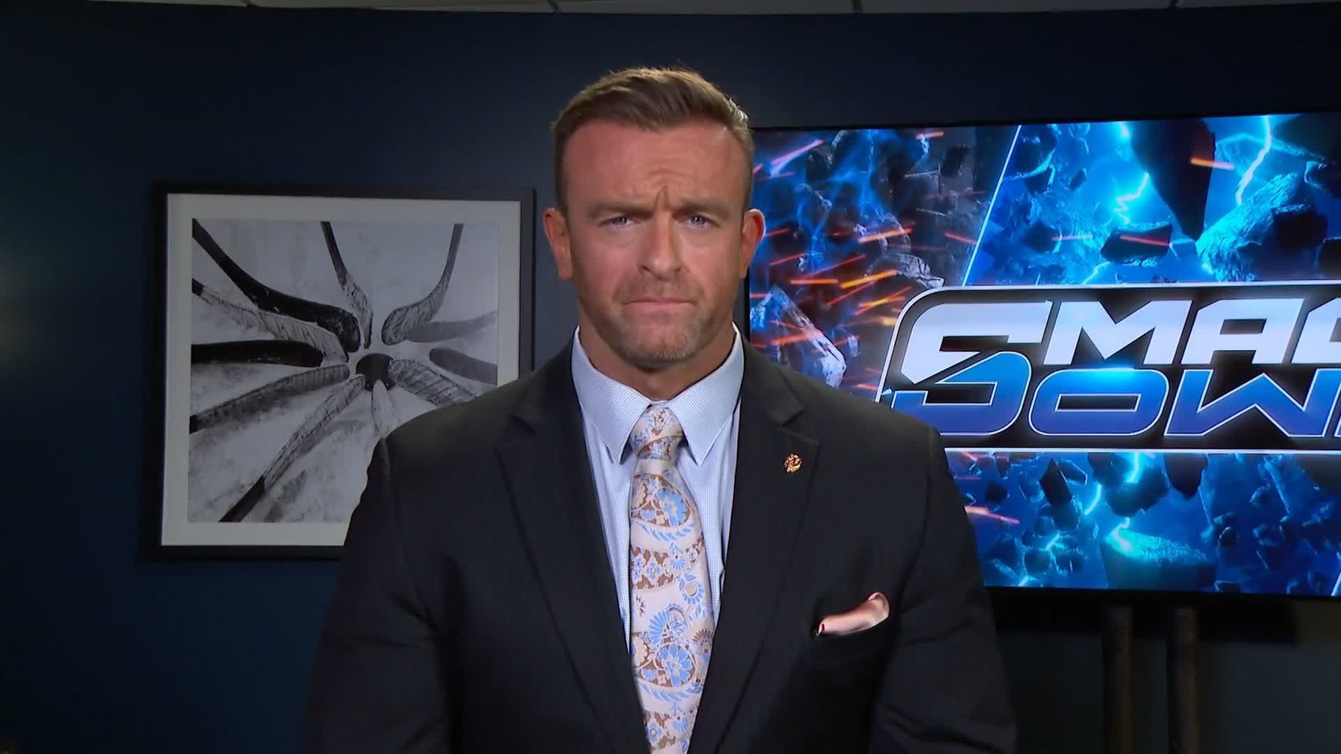 WWE SmackDown General Manager Nick Aldis at work