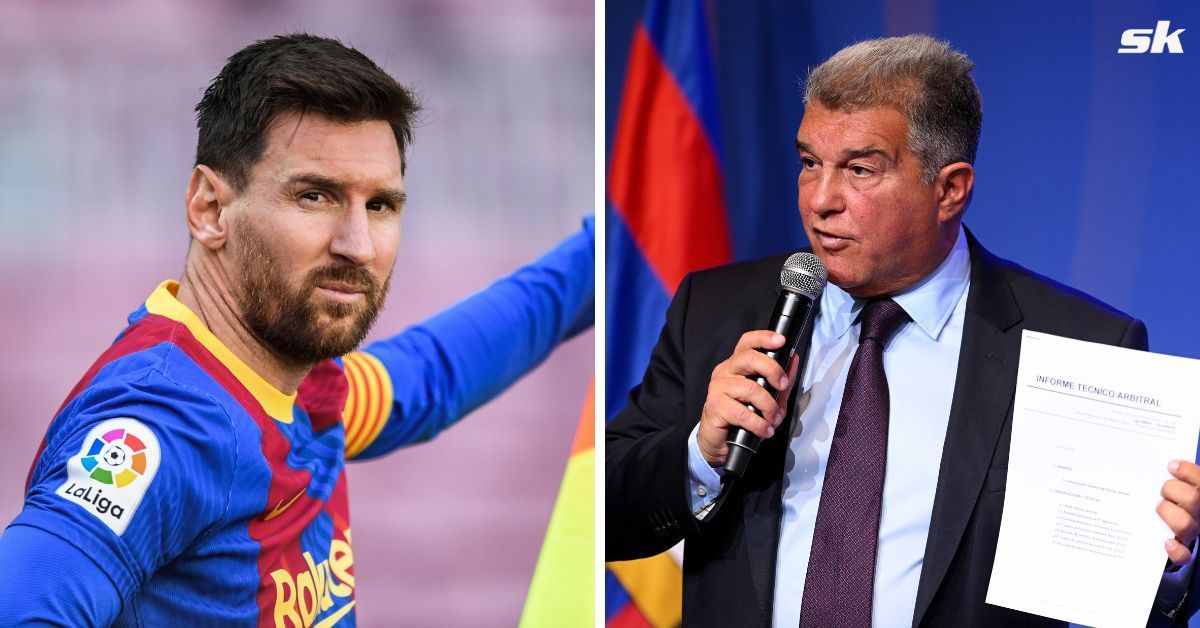 L to R: Lionel Messi and Joan Laporta (All images sourced from Getty)