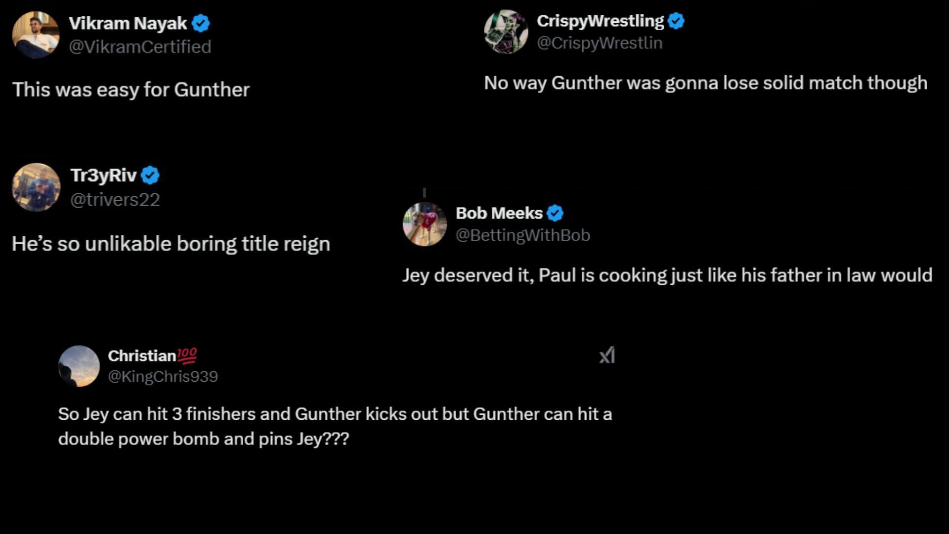 Screenshots of some more fan reactions [Image credit: WrestleOps&#039; X/Twitter handle]