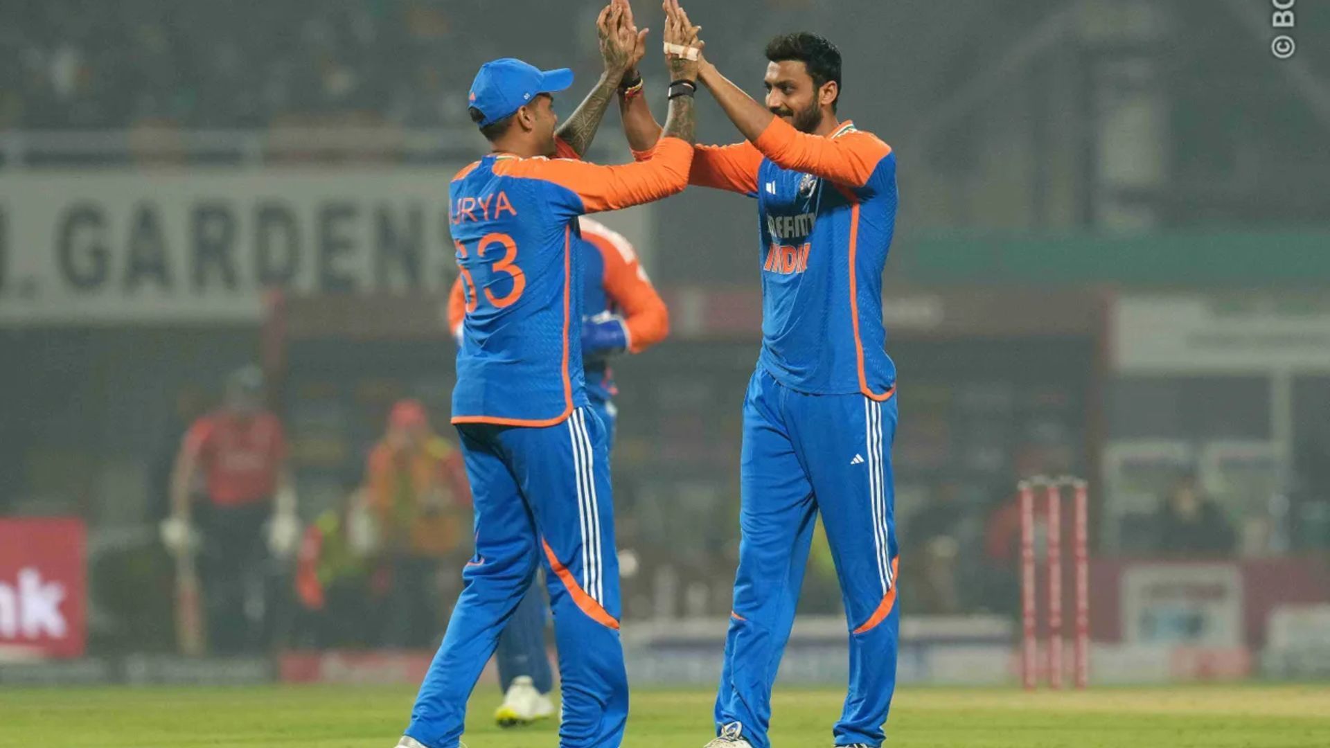 Axar Patel celebrating the wicket of Gus Atkinson [Image credits: BCCI]