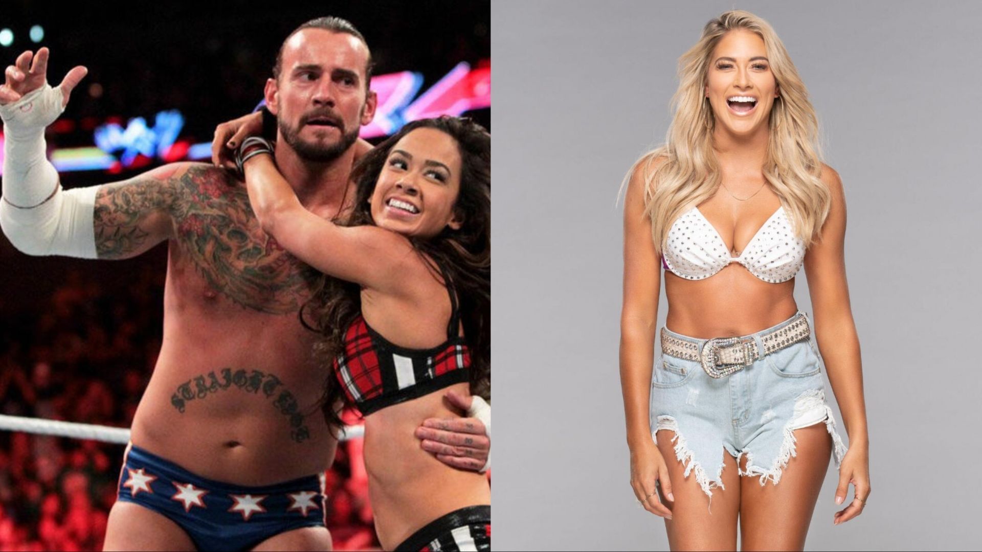 CM Punk &amp; AJ Lee (left) and Kelly Kelly (right) - Photo credit: WWE.com