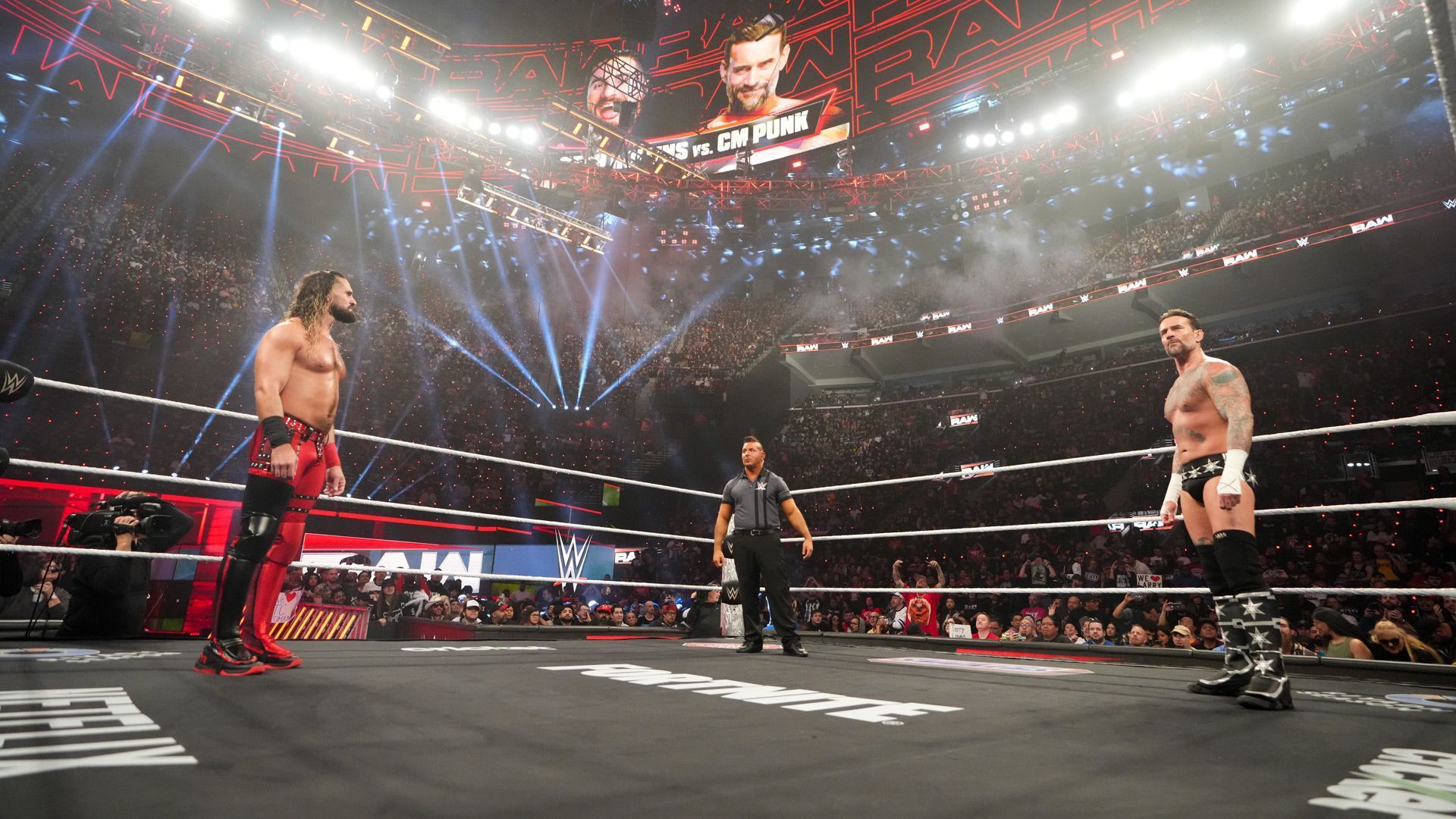 CM Punk and Seth Rollins do battle on WWE RAW