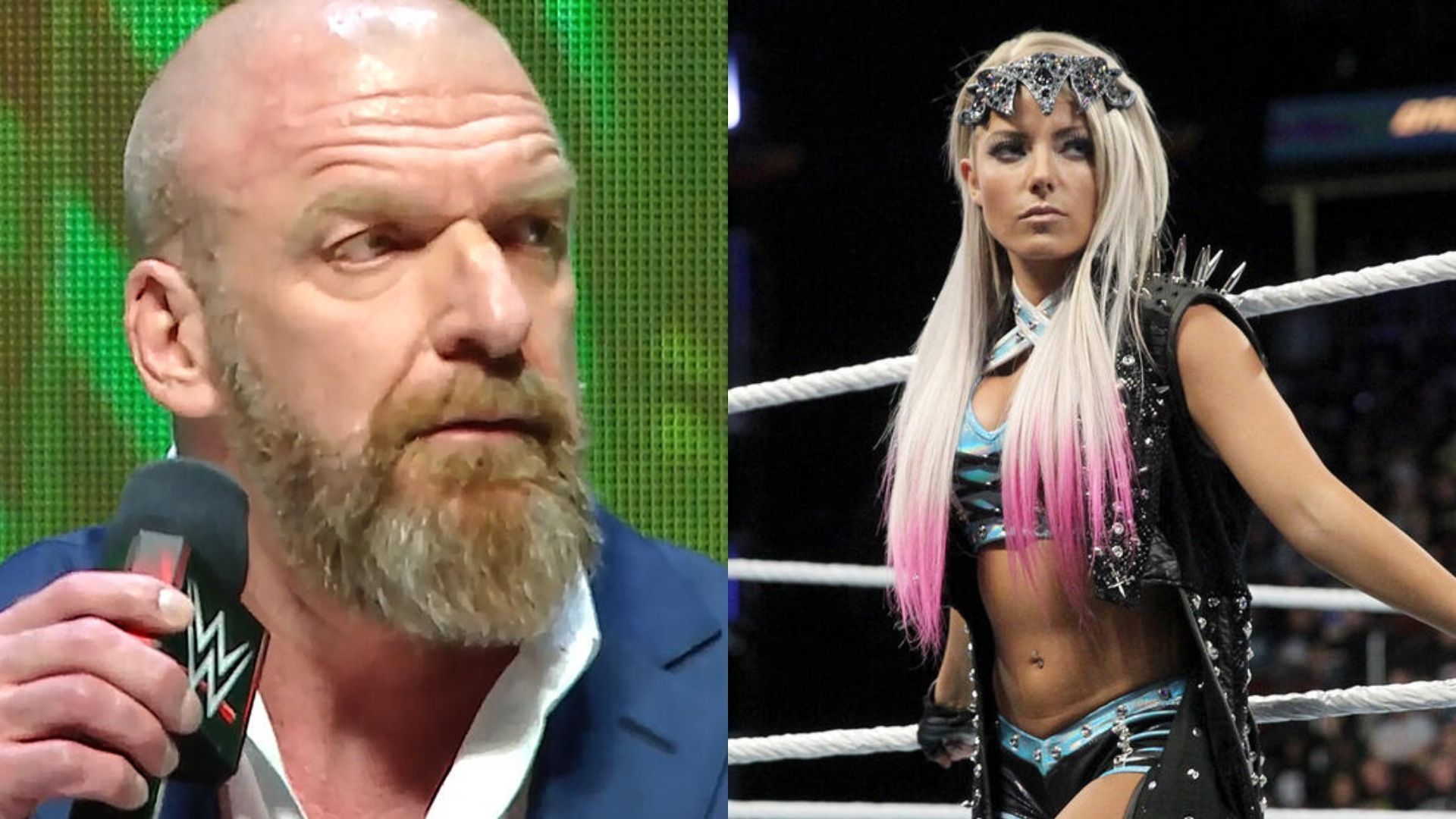 Triple H on the left and Alexa Bliss on the right (Image Credits: WWE.com)