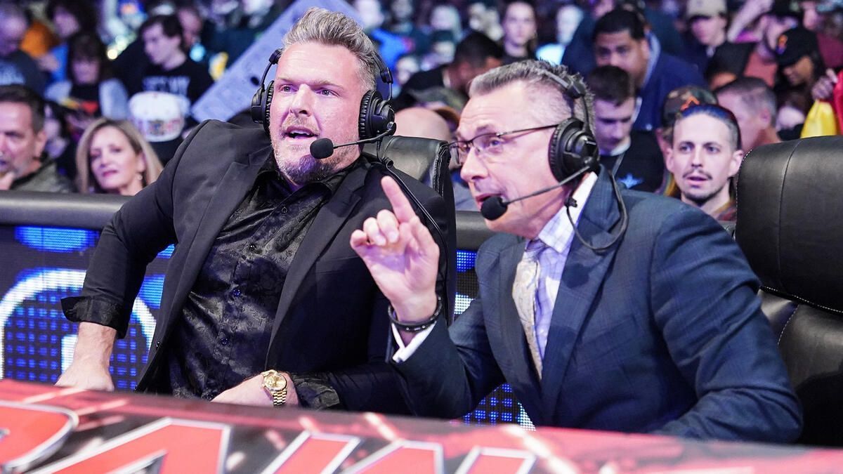 Pat McAfee (left) and Michael Cole on RAW (Picture Courtesy: WWE.com)