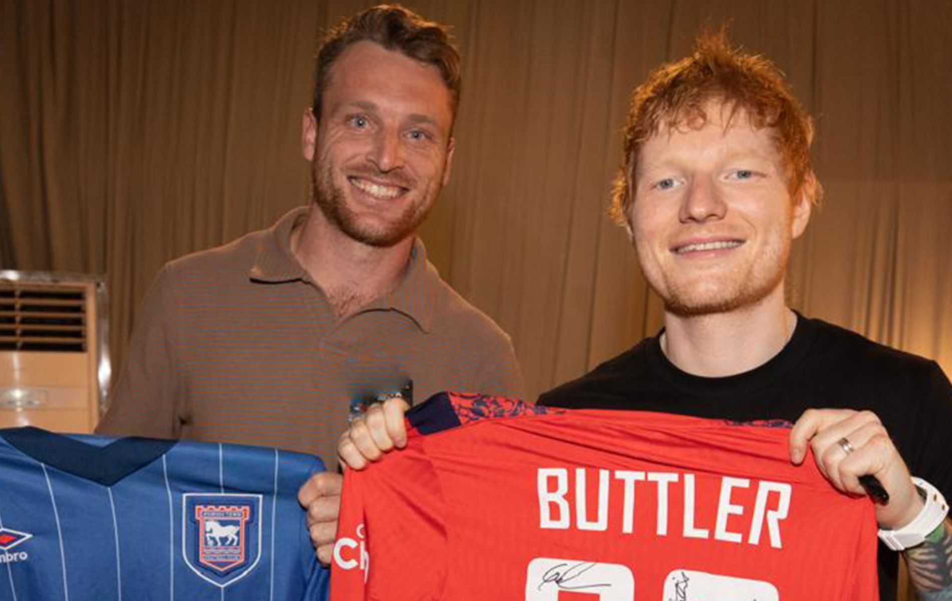 Jos Buttler (left) with Ed Sheeran. (Pic: Instagram/josbuttler).