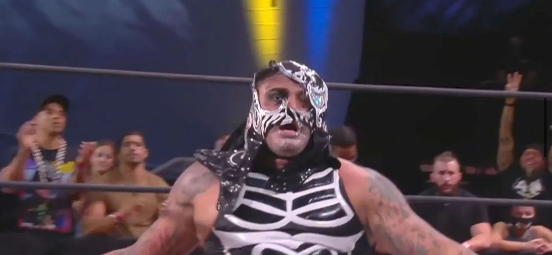 Pentagon Jr. unmasked in AEW. (Image via AEW&#039;s Official YouTube Channel)