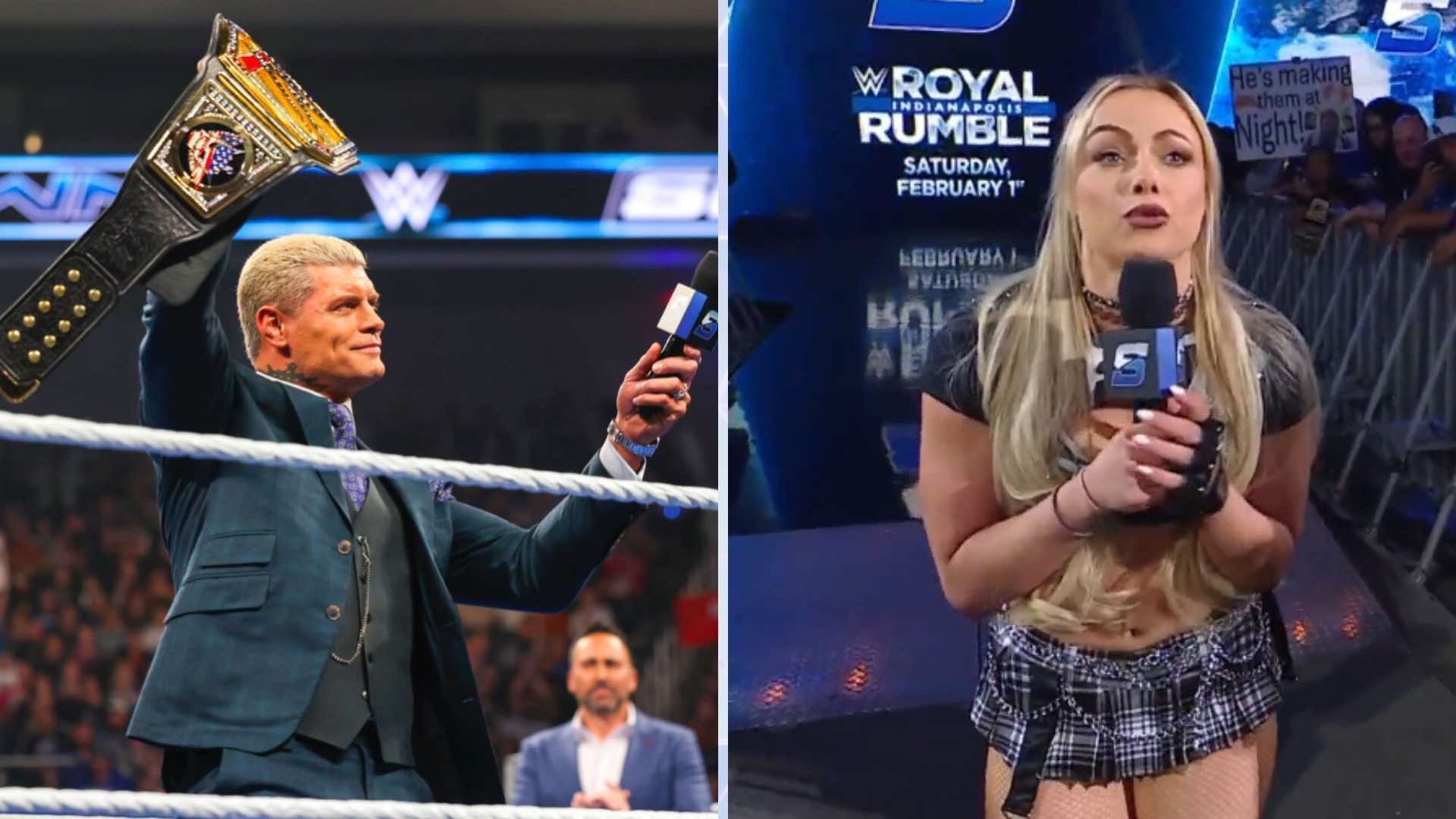 Cody Rhodes and Liv Morgan had mixed success when cutting promos on the latest SmackDown. (Image Credits: WWE.com, WWE on X).