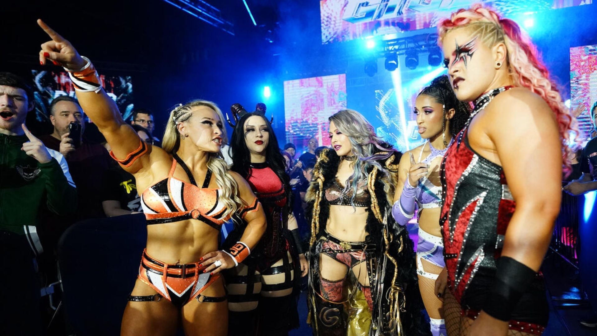 Jodynne Grace addresses her tag team partners before their match at NXT 2300 (Image via WWE.com)