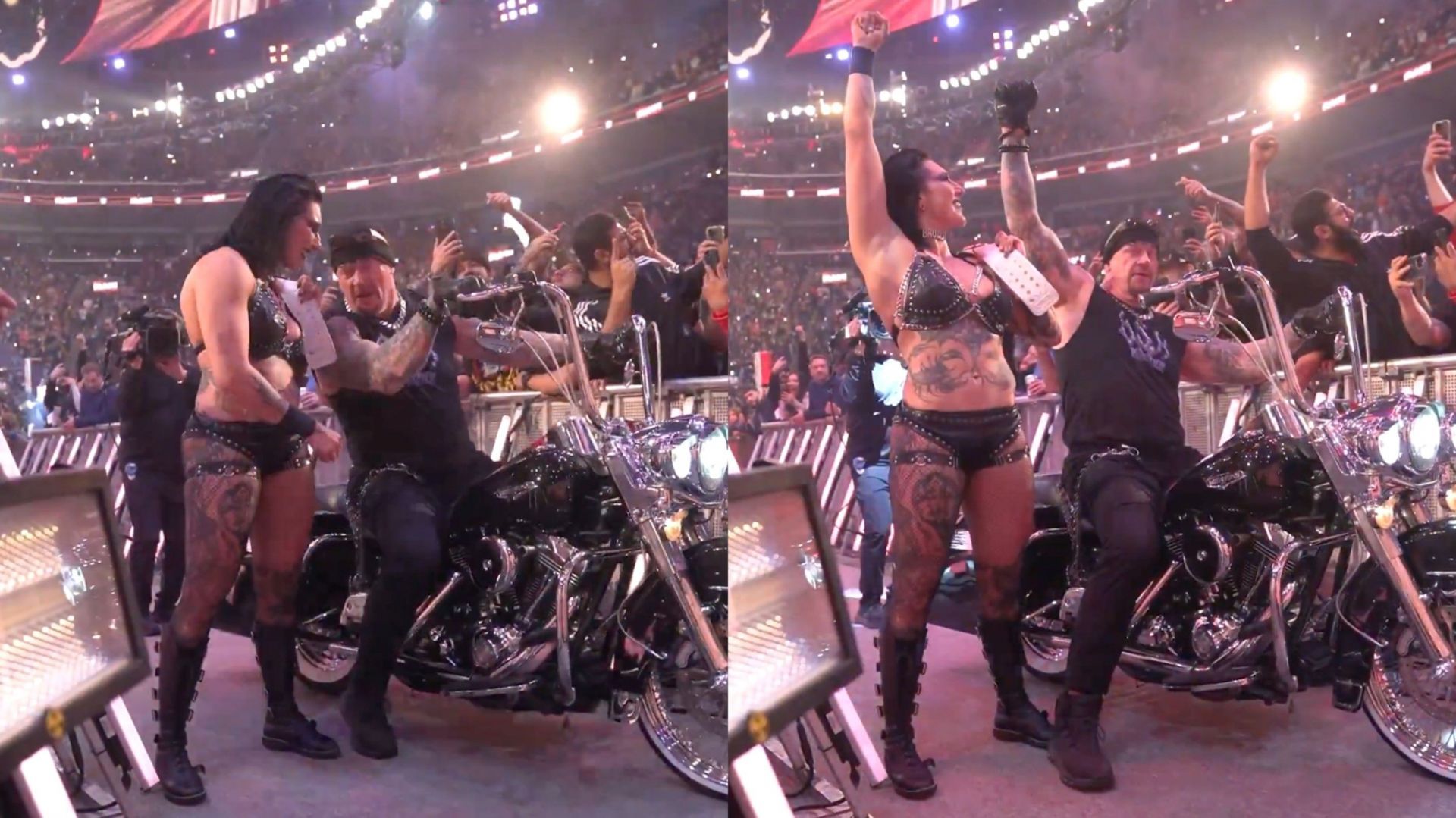 The Undertaker and Rhea Ripley on RAW! (images from the Deadman