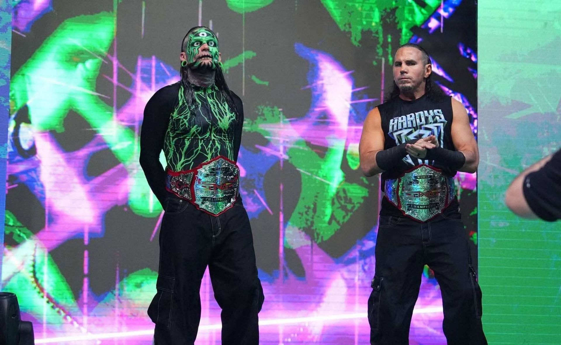 The Hardy Boyz make their way to the ring for a title defense. (Photo: TNAWrestling.com)