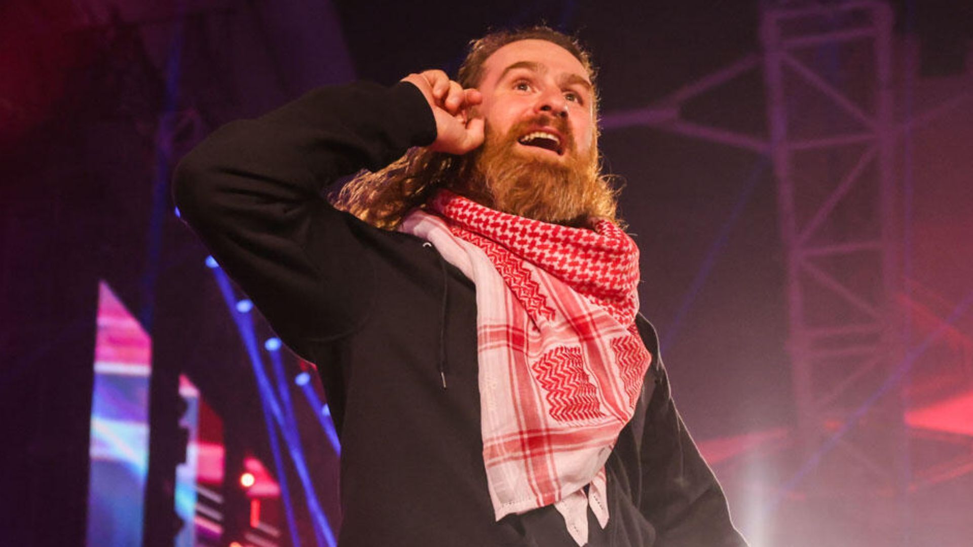 Sami Zayn performs on RAW [Photo credit: WWE.com]