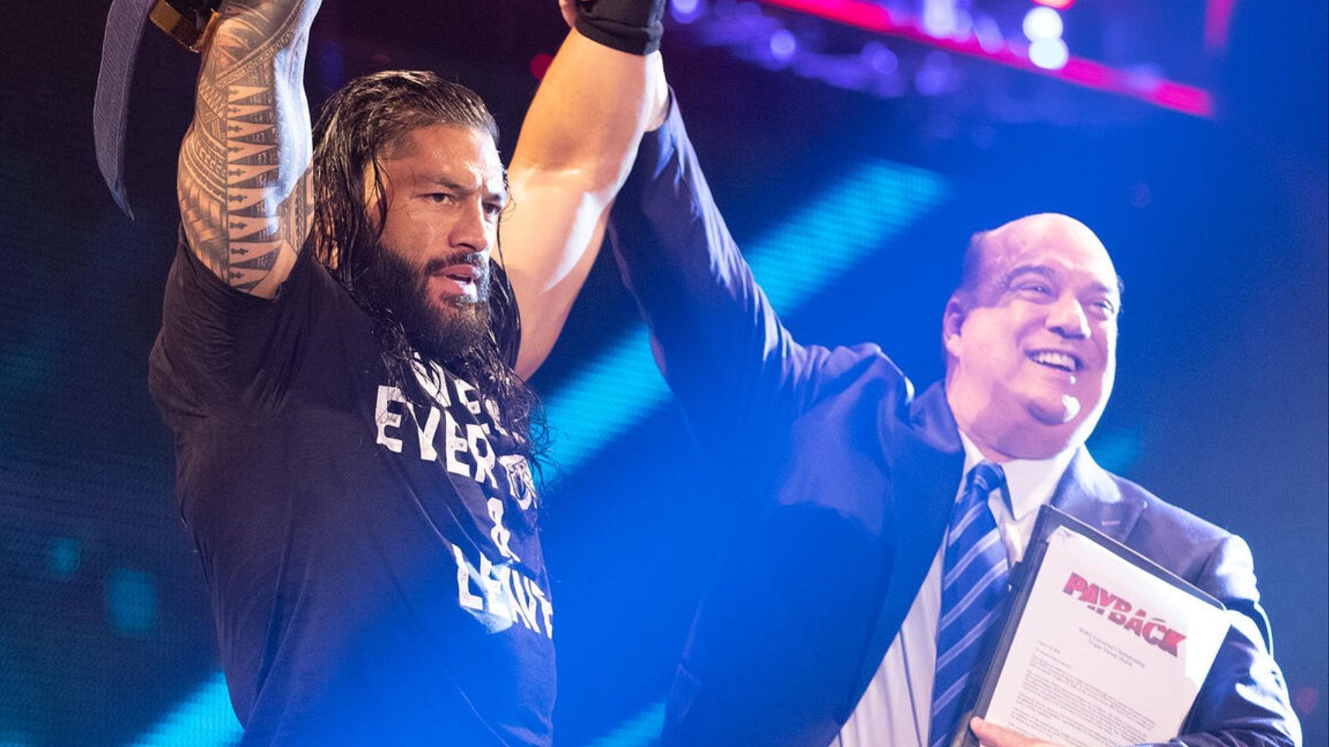 Roman Reigns and The Wiseman, WWE Payback, Aug. 2020 [Photo credit: WWE.com]