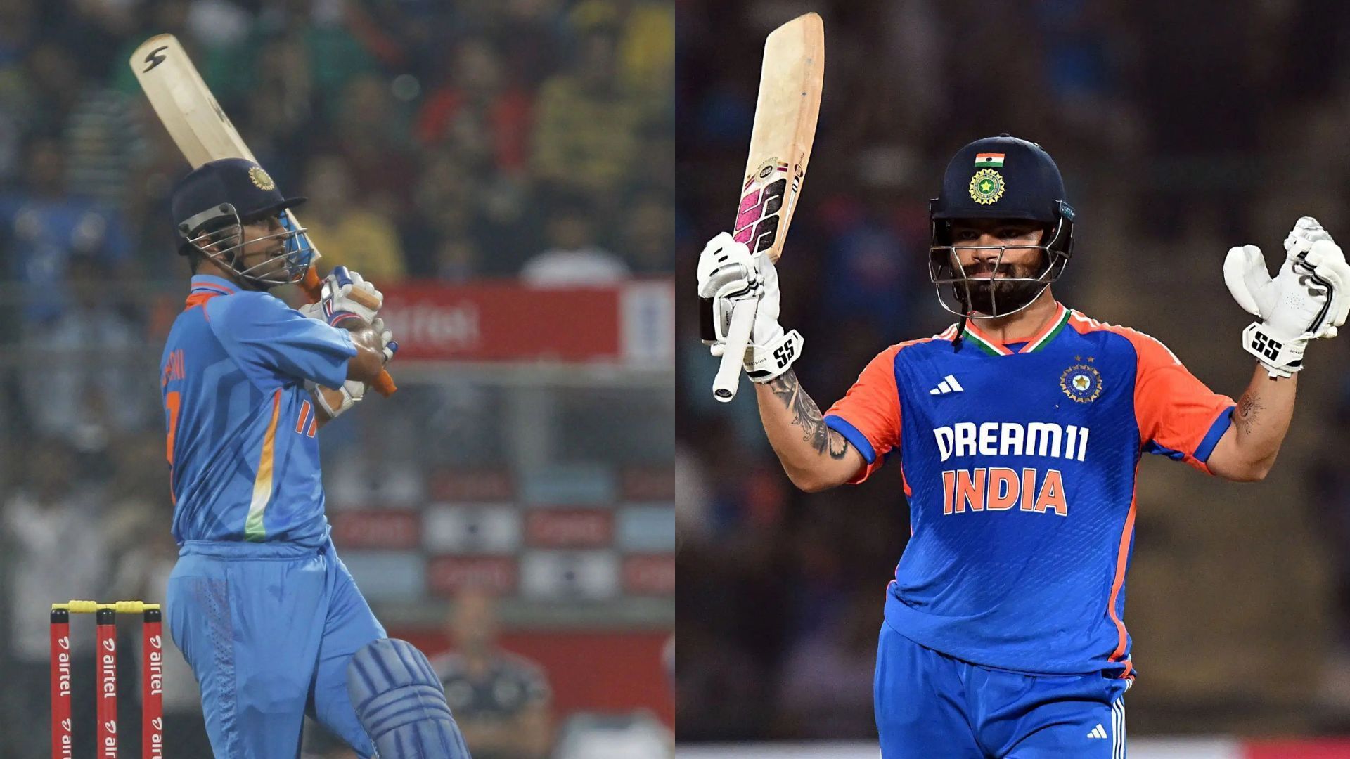 Comparison of MS Dhoni and Rinku Singh after 31 T20Is (Image by Getty)