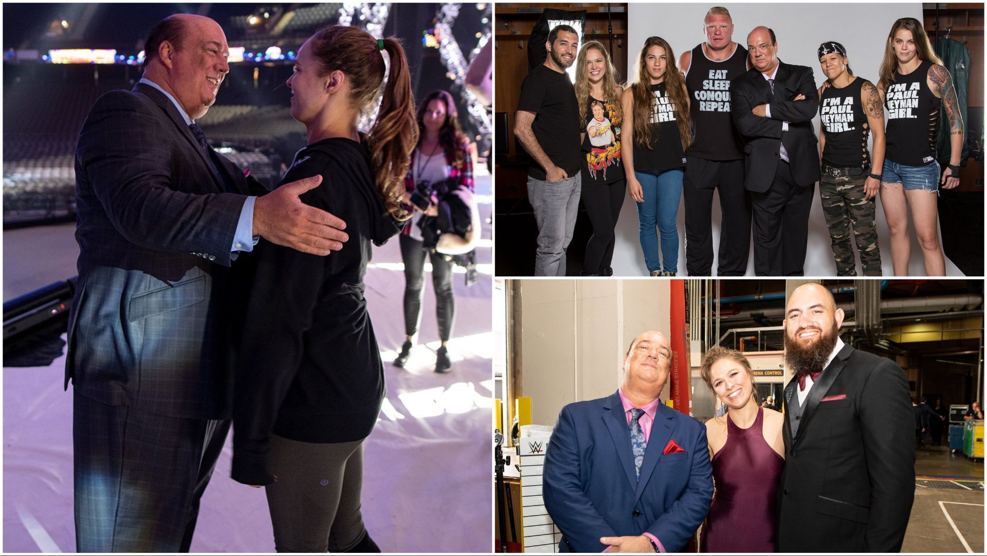 Paul Heyman and Ronda Rousey with friends in WWE