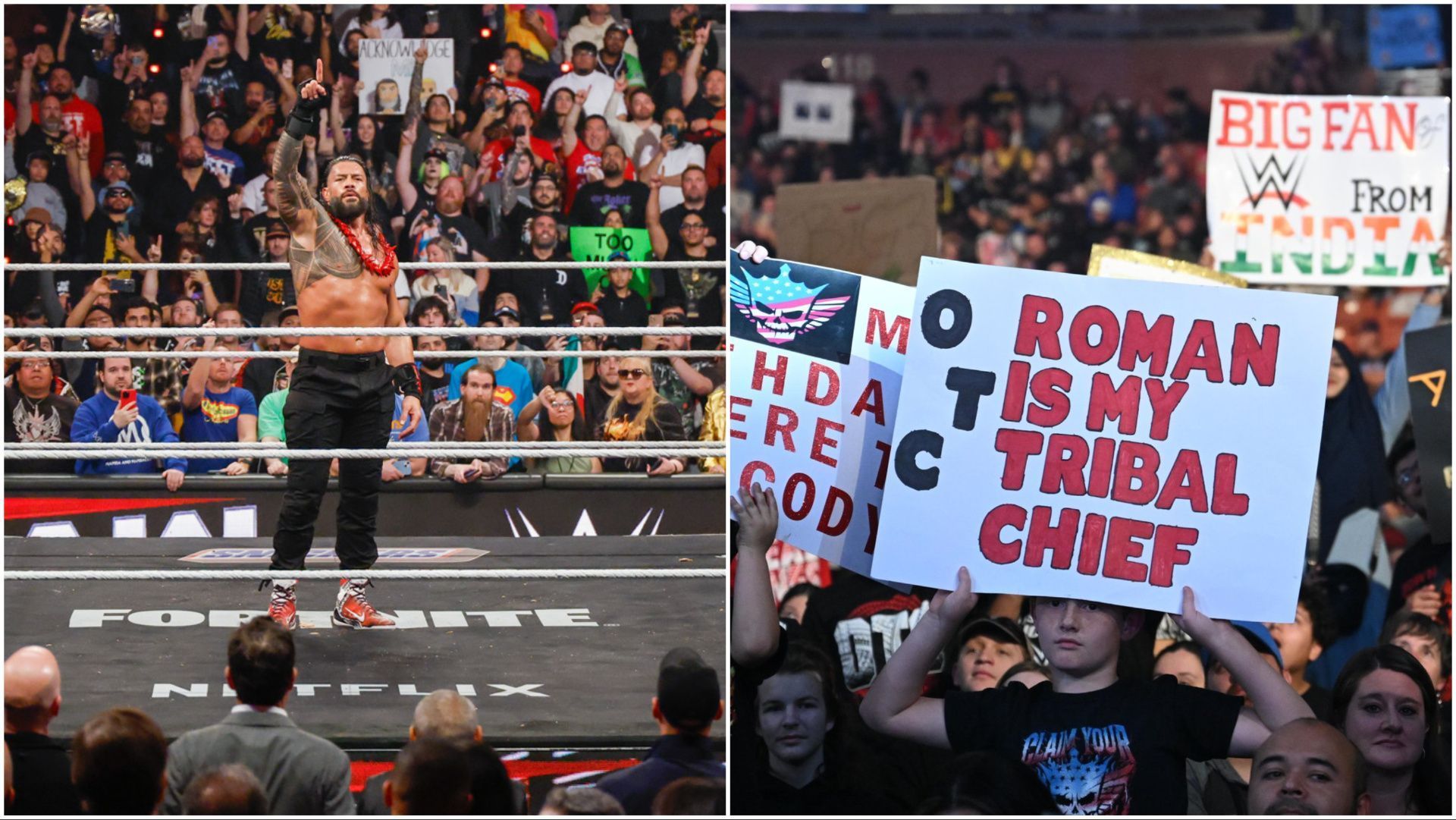 Roman Reigns and WWE fans at RAW