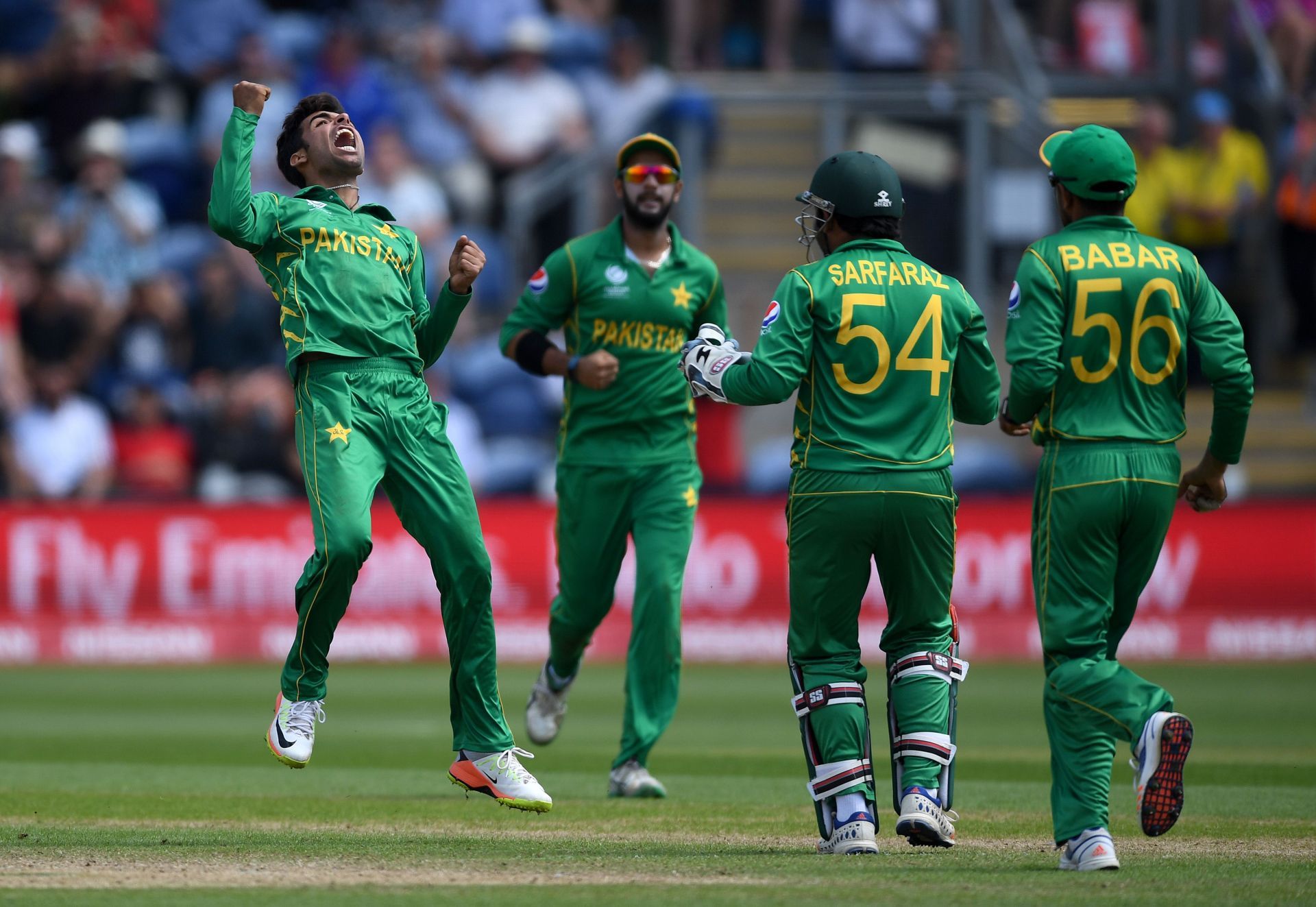 Shadab Khan celebrates a wicket. (Credits: Getty)