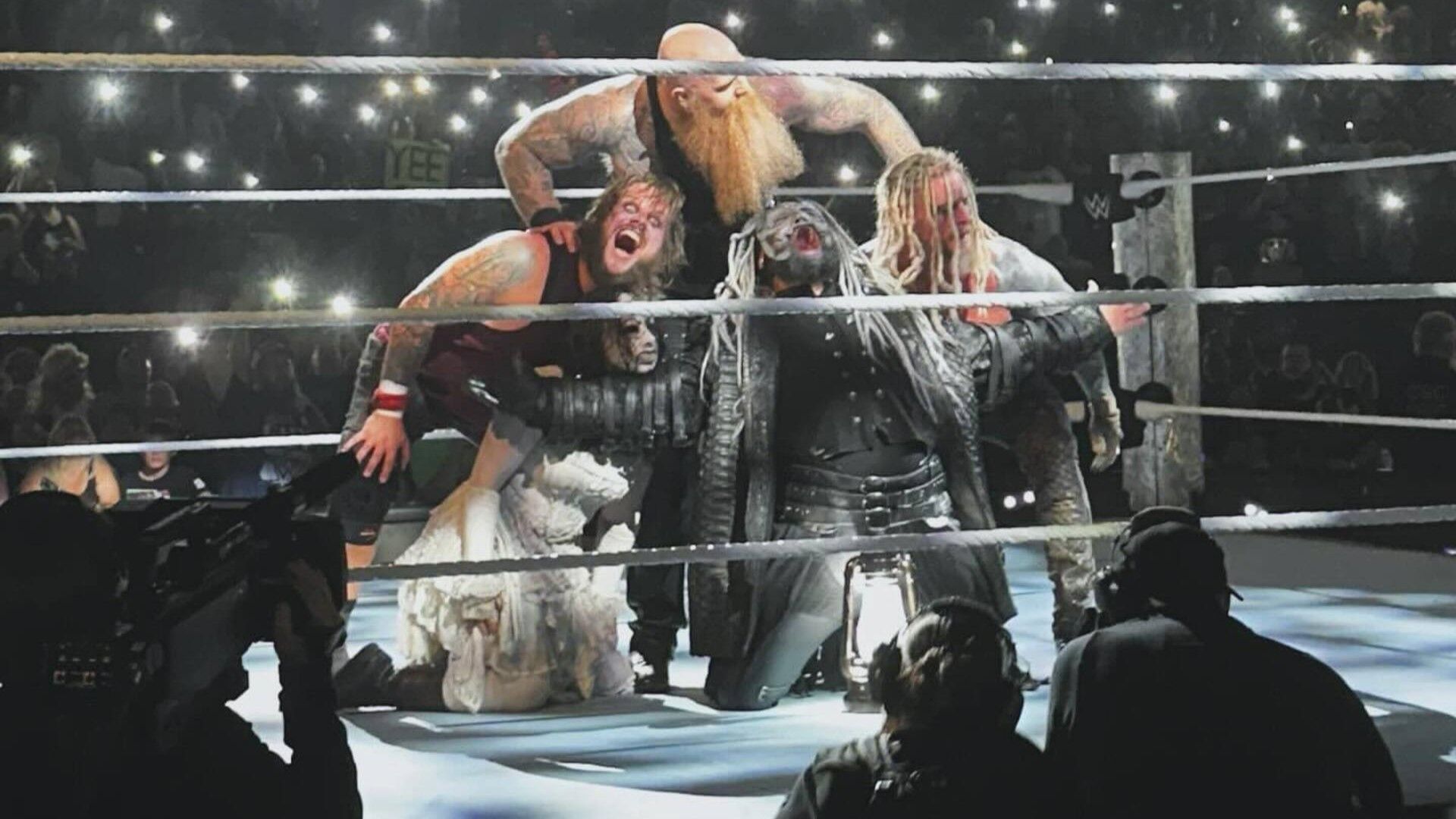 The Wyatt Sicks pose together in the WWE ring 