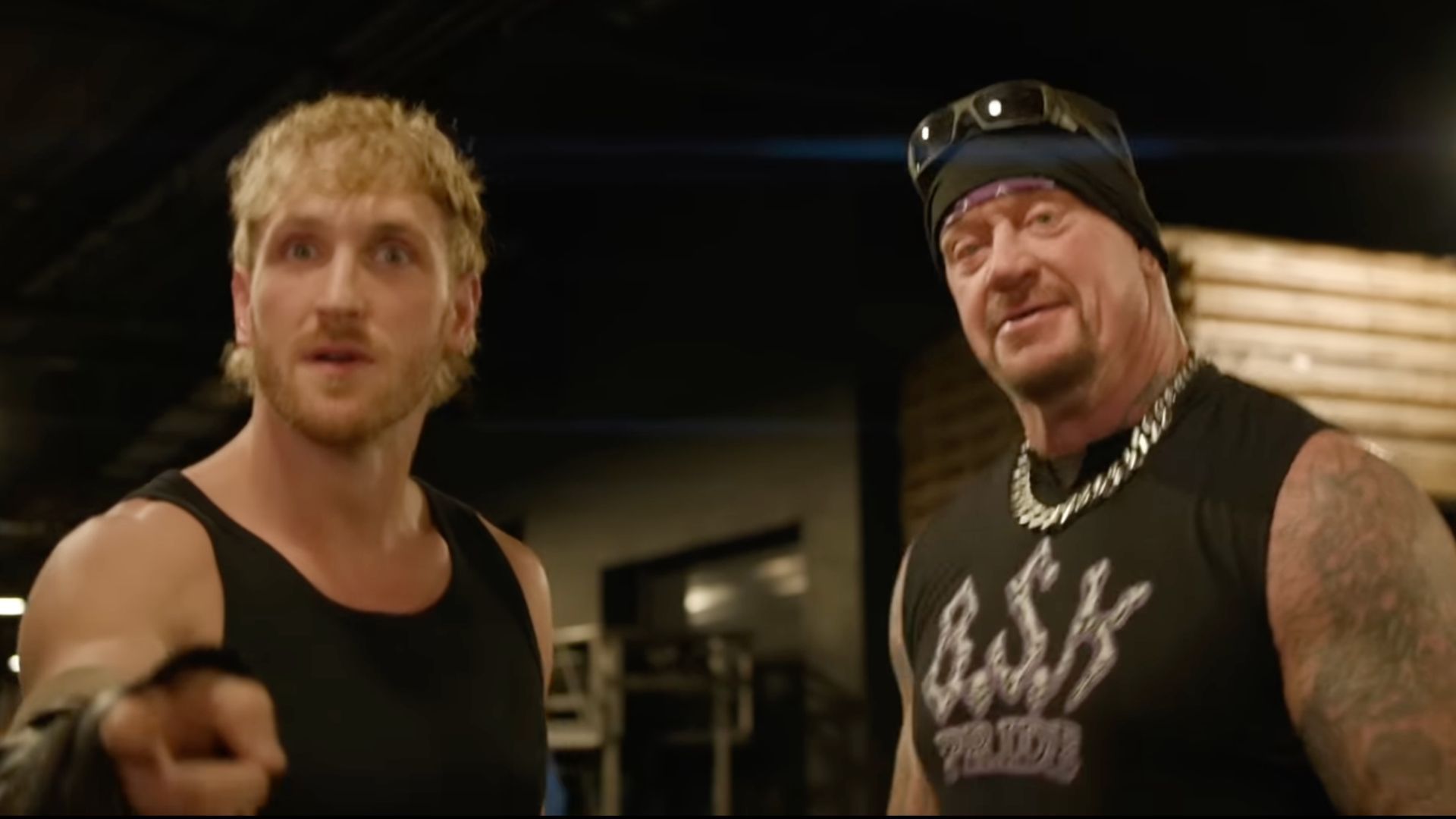 Logan Paul and The Undertaker at RAW backstage. [Screenshot from Logan Paul