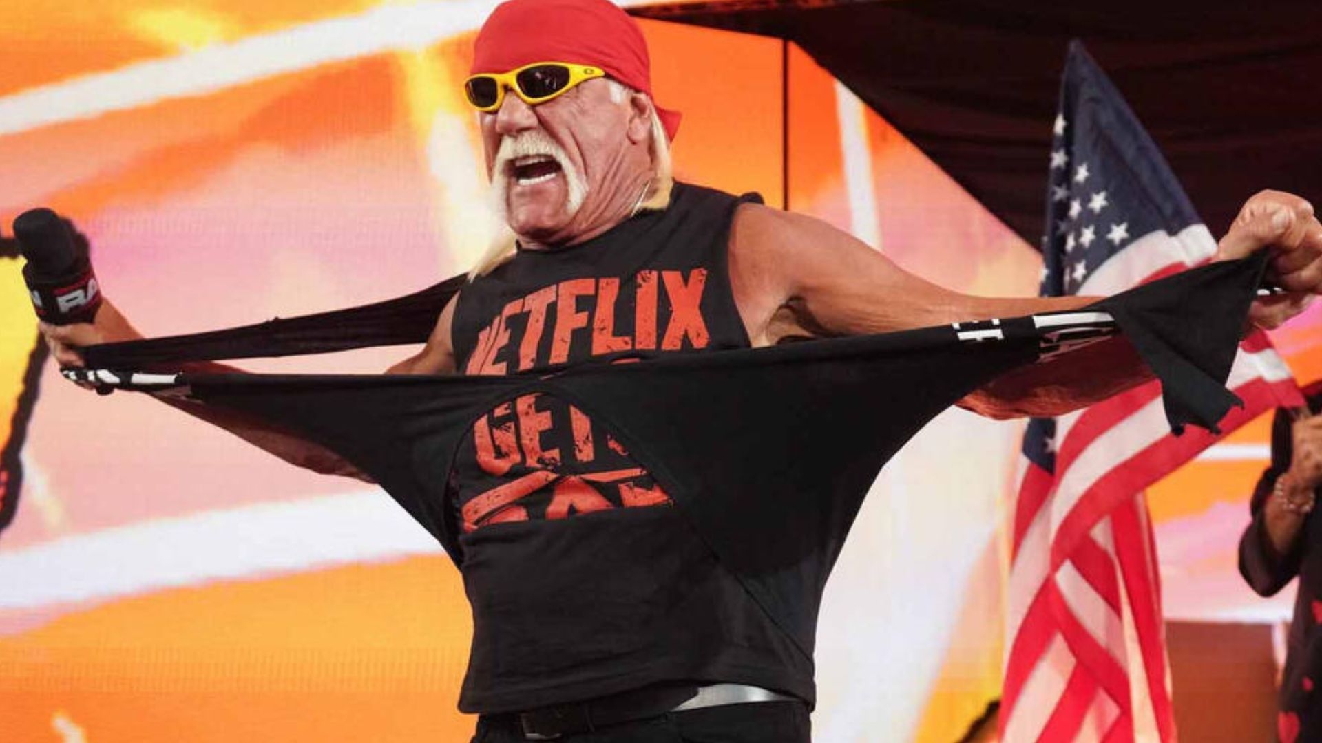 Hulk Hogan typically ripped his shirt on RAW. [Image via WWE.com]