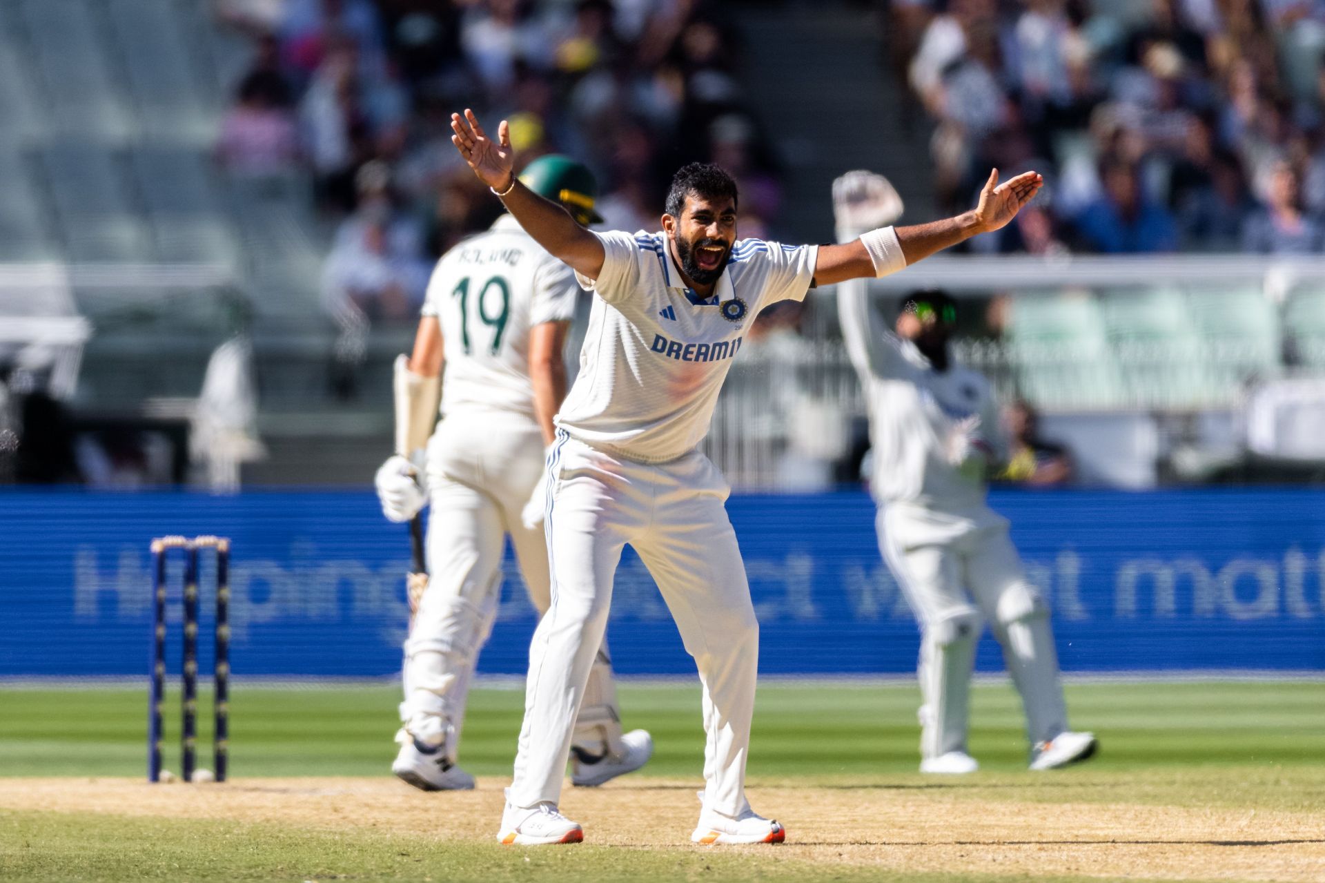 Jasprit Bumrah appeals for a wicket during the recently concluded BGT. Source: Getty