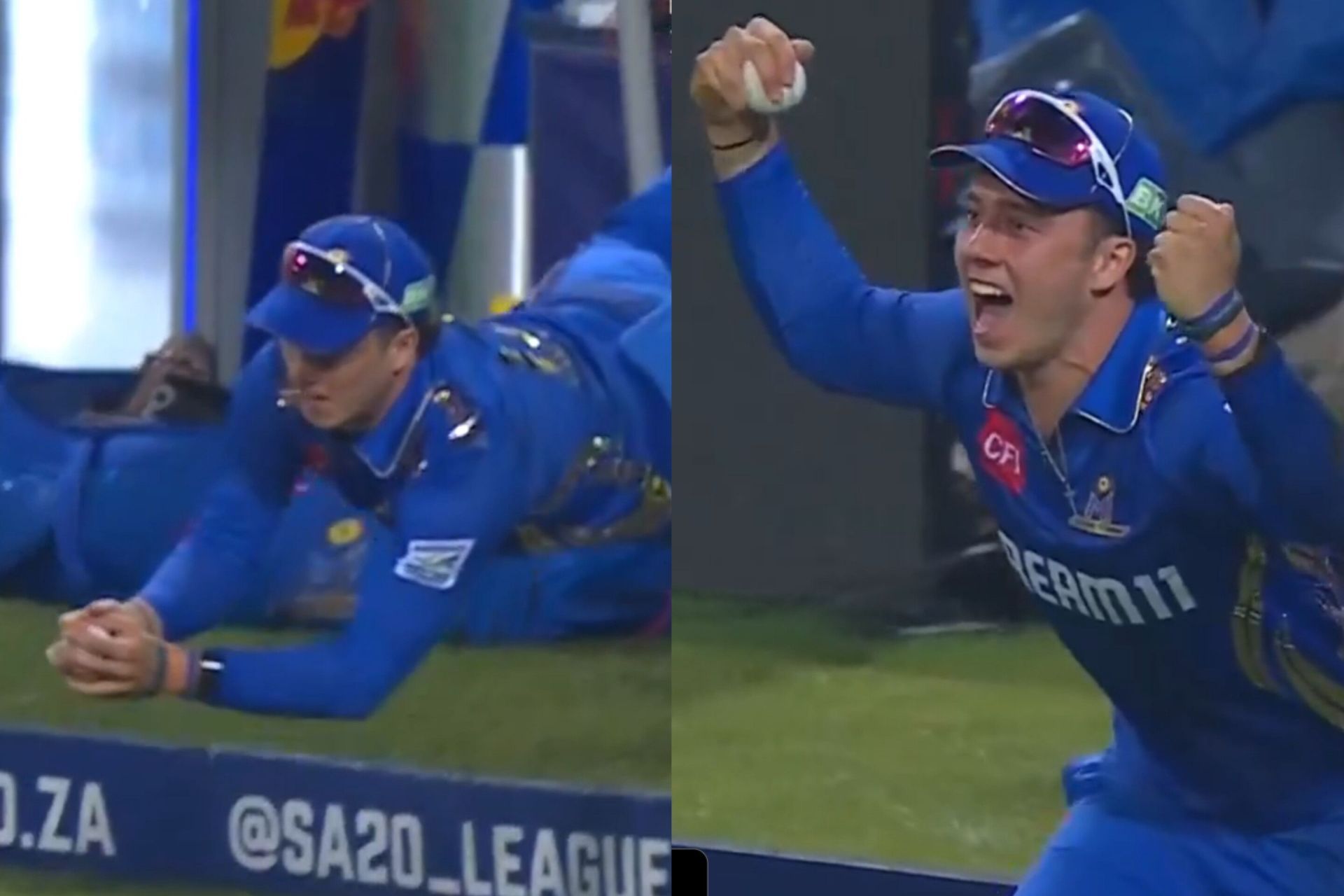 Dewald Brevis pulls off stunning boundary catch in SA20 (Image via X-@SA20_League)