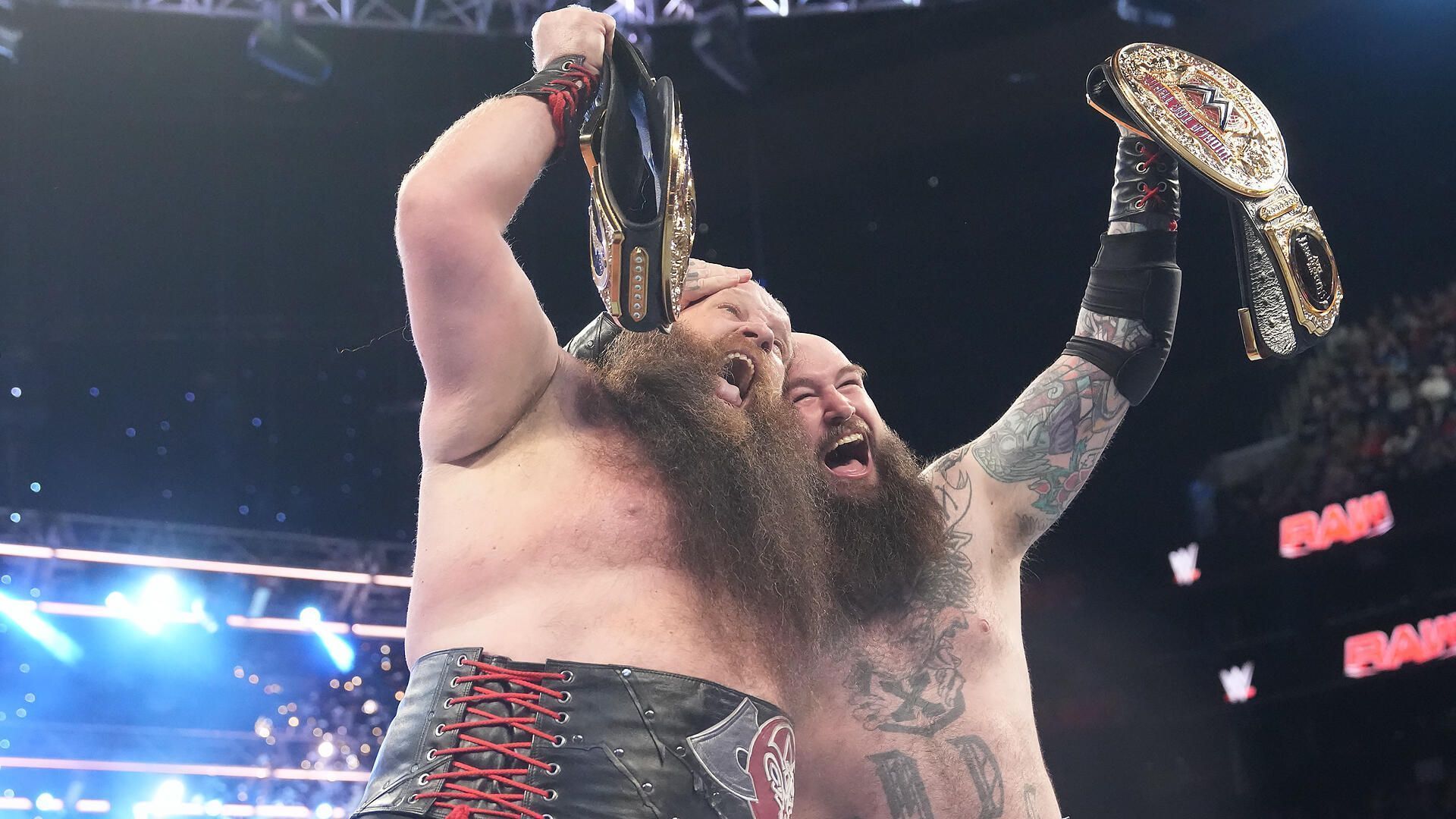 The War Raiders celebrating their World Tag Team Championship win a few weeks ago on RAW [Photo credit: WWE.com]