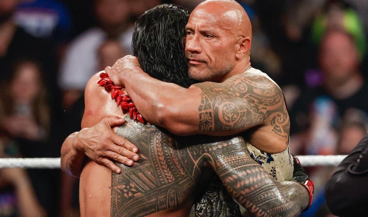 The Rock and Roman Reigns embraced each other on RAW on Netflix premiere (Image Credits: wwe.com)