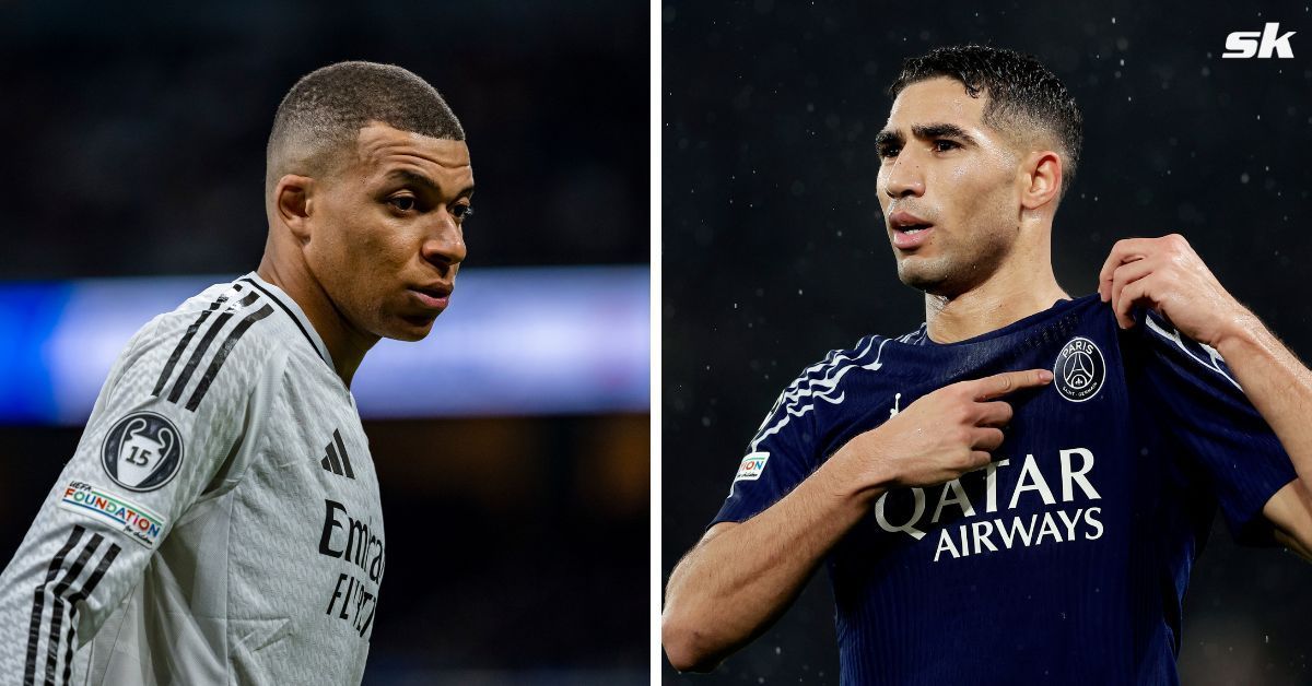 Achraf Hakimi praises Kylian Mbappe (both images via Getty)