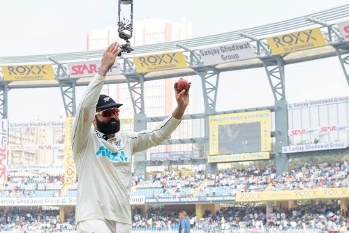 Ajaz Patel picked up 11 wickets in the third Test against India in Mumbai. [P/C: BCCI]