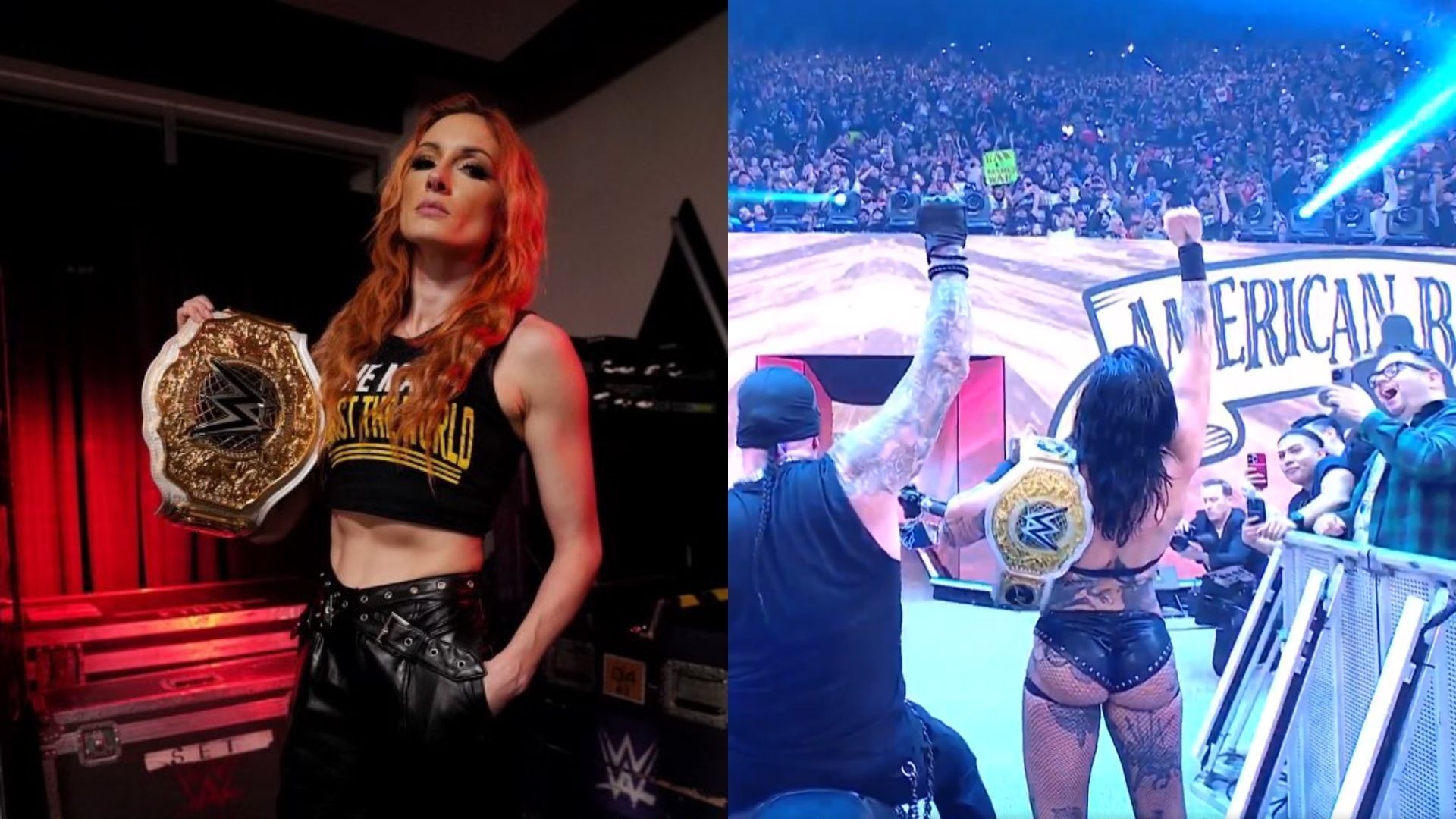 Becky Lynch (left) and Rhea Ripley with The Undertaker (right) [Image Credits: Official X accounts of Becky Lynch and WWE]