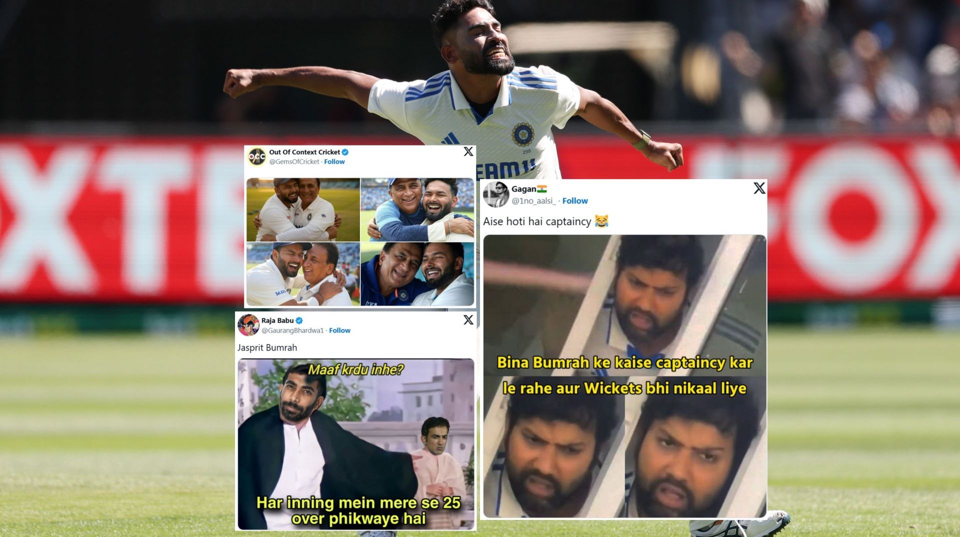 Top memes from Day 2 of IND vs AUS 5th Test. (Image: X - @BCCI, @GemsOfCricket, @GaurangBhardwa1, @1no_aalsi_)