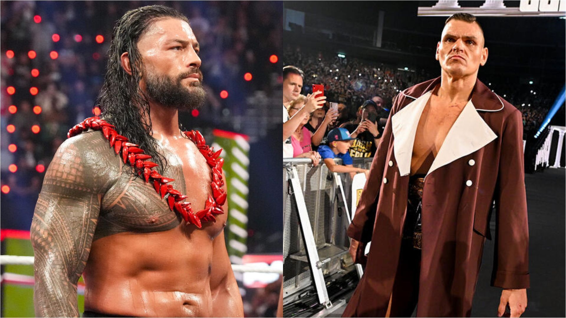 Roman Reigns (L), World Heavyweight Champion Gunther (R) [Images from WWE.com]