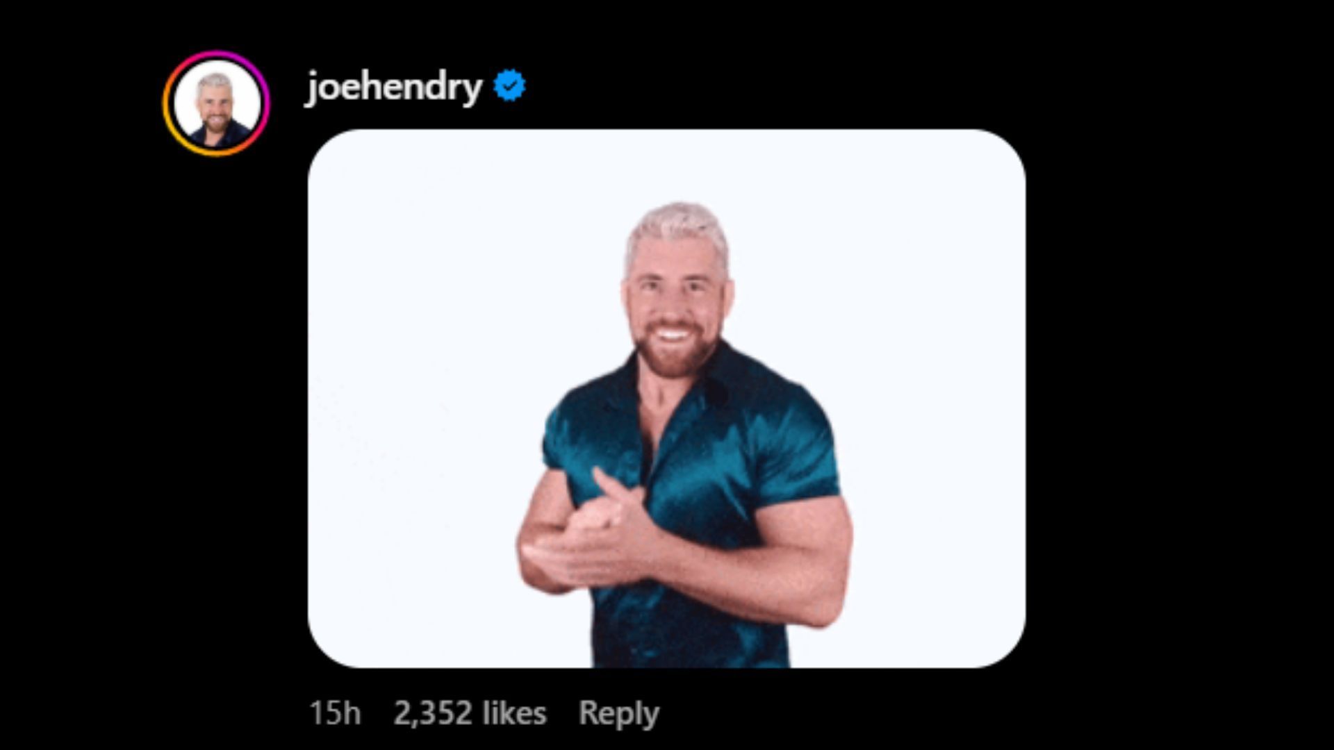 Screenshot of Joe Hendry&#039;s comment [Image credits: John Cena&#039;s Instagram handle]