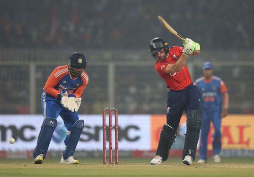 Jos Buttler continues to bat against hosts India [Source: Getty]