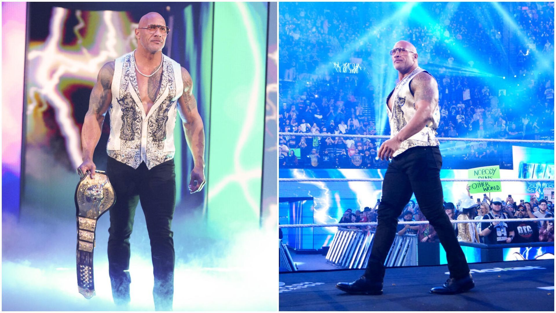 The Rock on an episode of Monday Night RAW. [Photos from WWE.com]