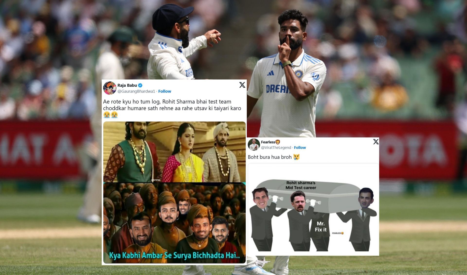 Fans react ahead of 4th BGT Test. (Image: X - BCCI, @Fearless, @GaurangBhardwa1)