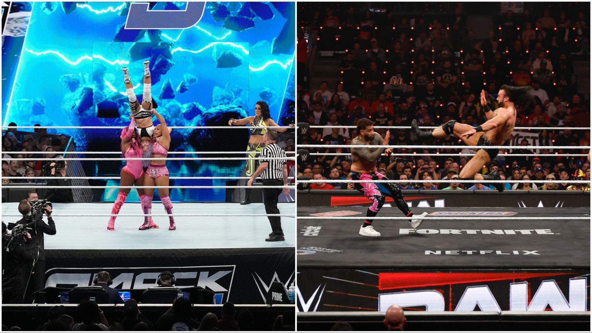 WWE Superstars in action on RAW and SmackDown