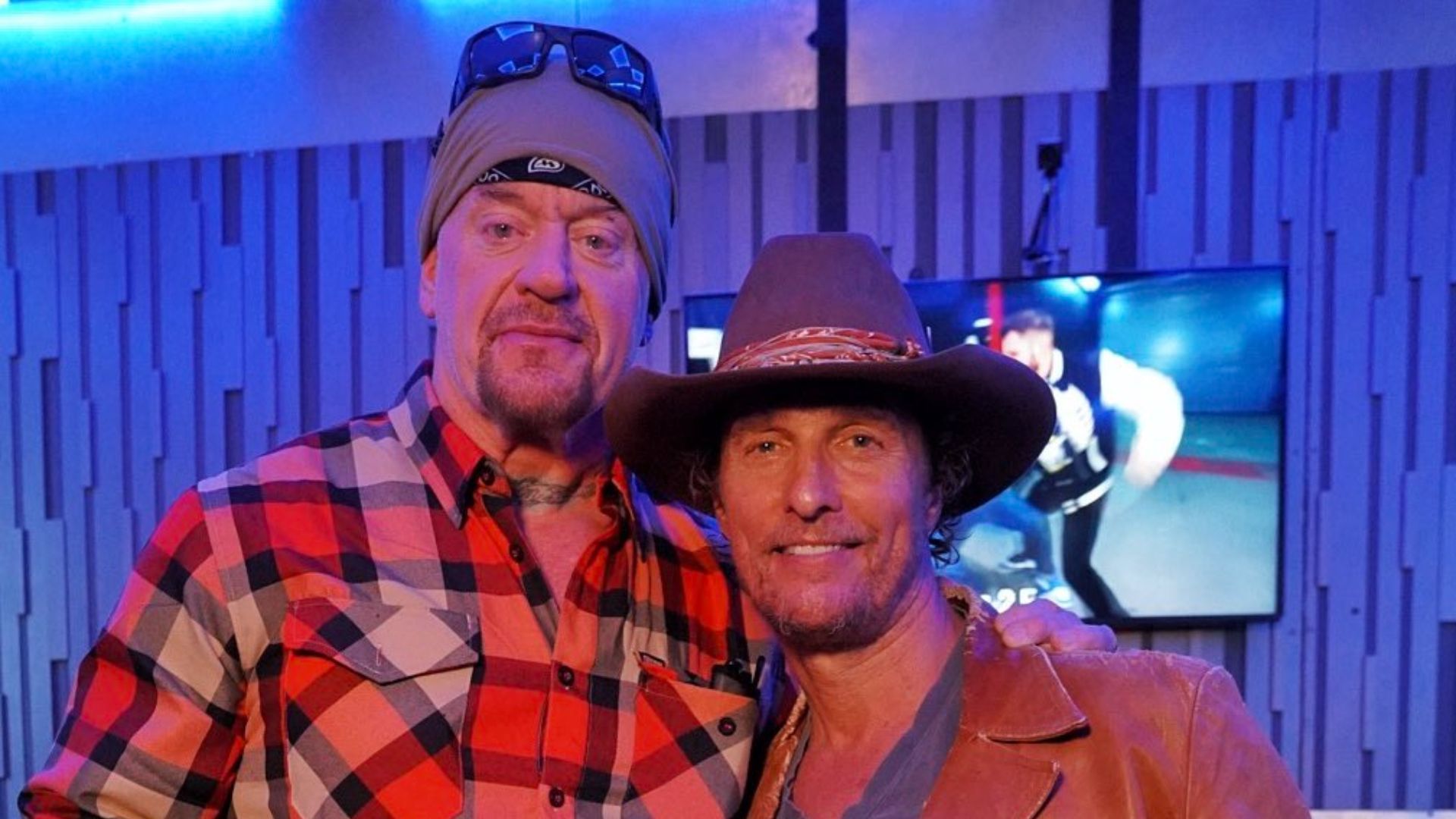 The Undertaker and Matthew McConaughey backstage at SmackDown. [Photo via: Taker