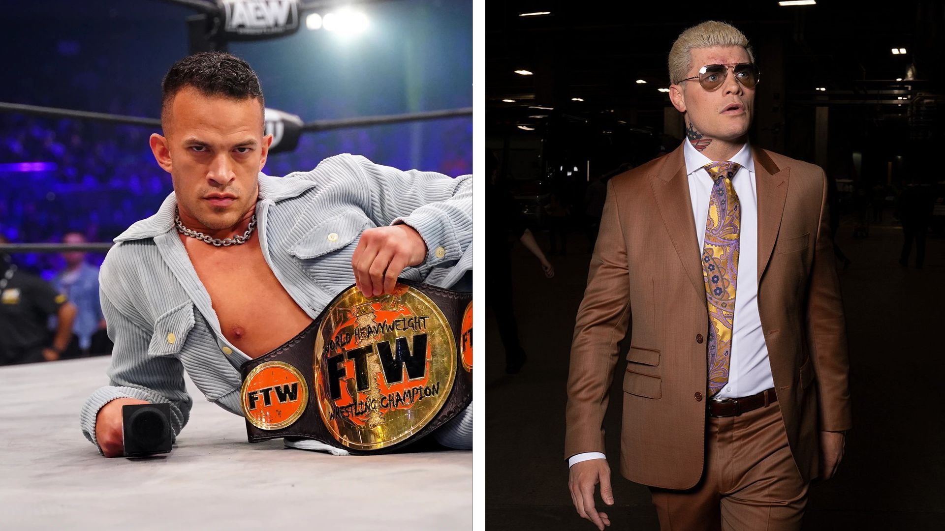 Ricky Starks has asked for his release from AEW and likely wants to go to WWE [Credit: WWE.com &amp; AllEliteWrestling.com]