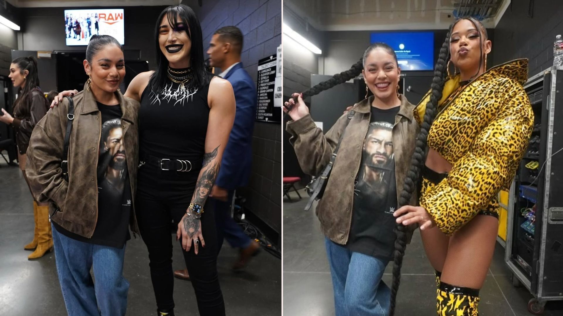 Vanessa Hudgens with Rhea Ripley and Bianca Belair backstage on RAW (Pictures Courtesy: Vanessa