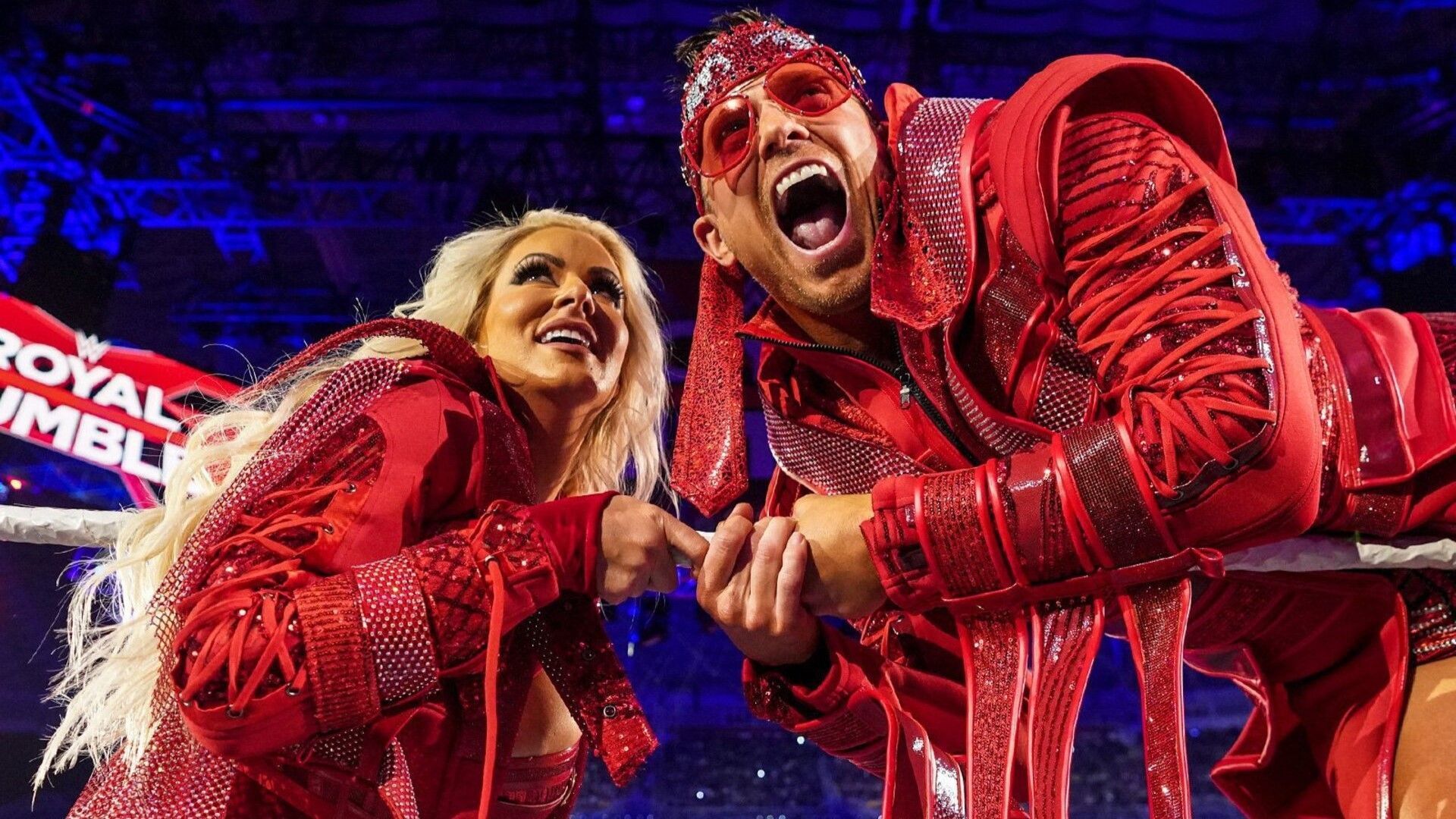 The Miz and Maryse pose at the WWE Royal Rumble