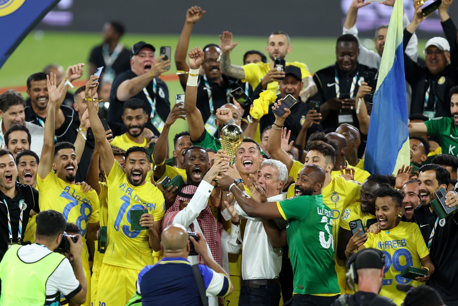 Cristiano Ronaldo with the Arab Club Champions Cup trophy